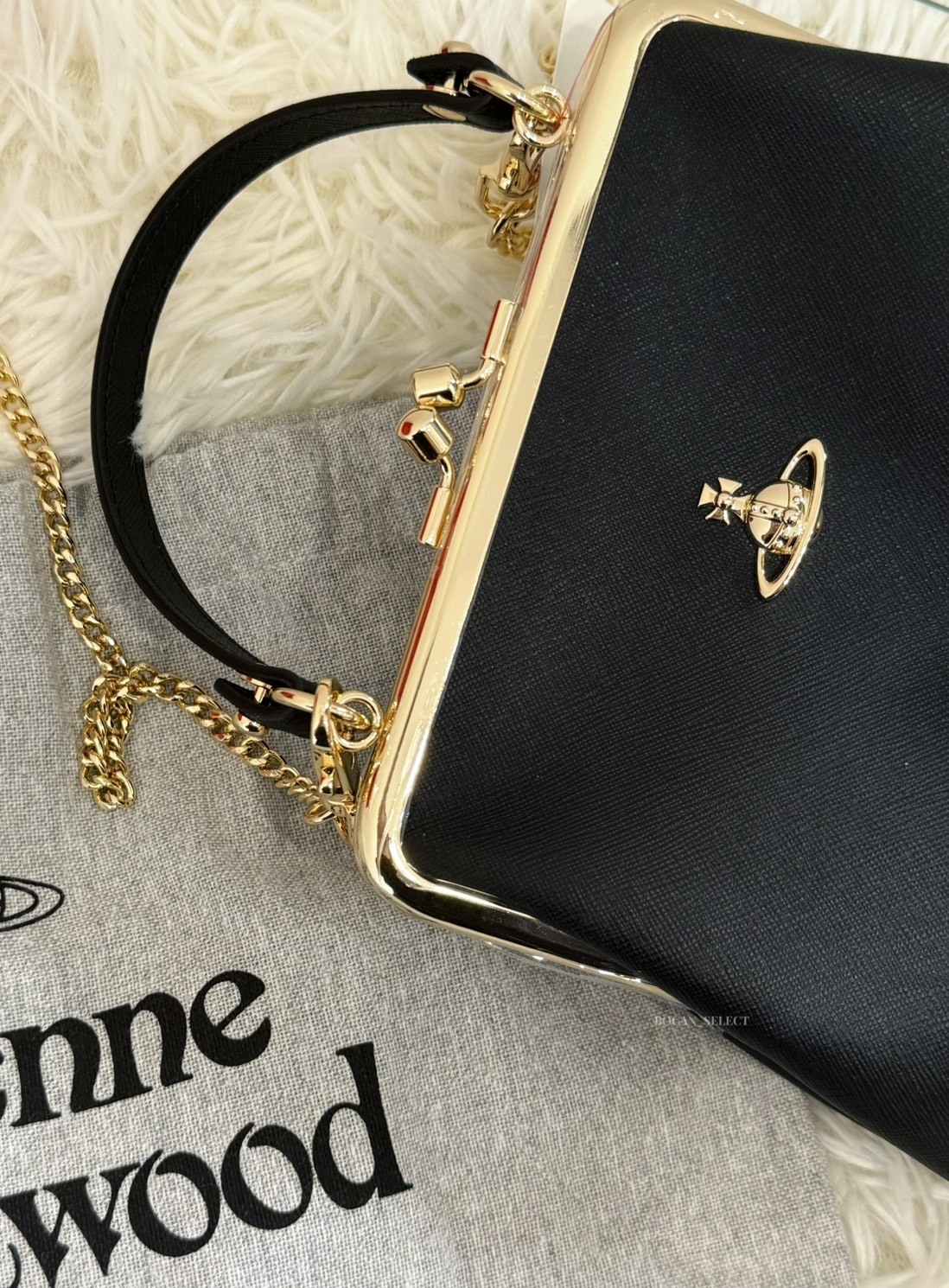 VIVIENNE WESTWOOD 西太后 黑金餃子包 可拆卸鏈條 西太后包