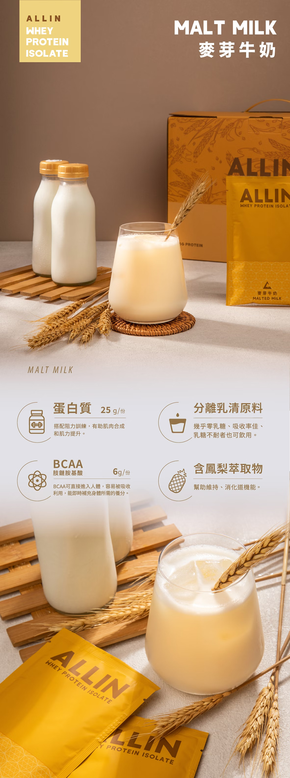 ALL IN乳清｜分離乳清系列｜麥芽牛奶