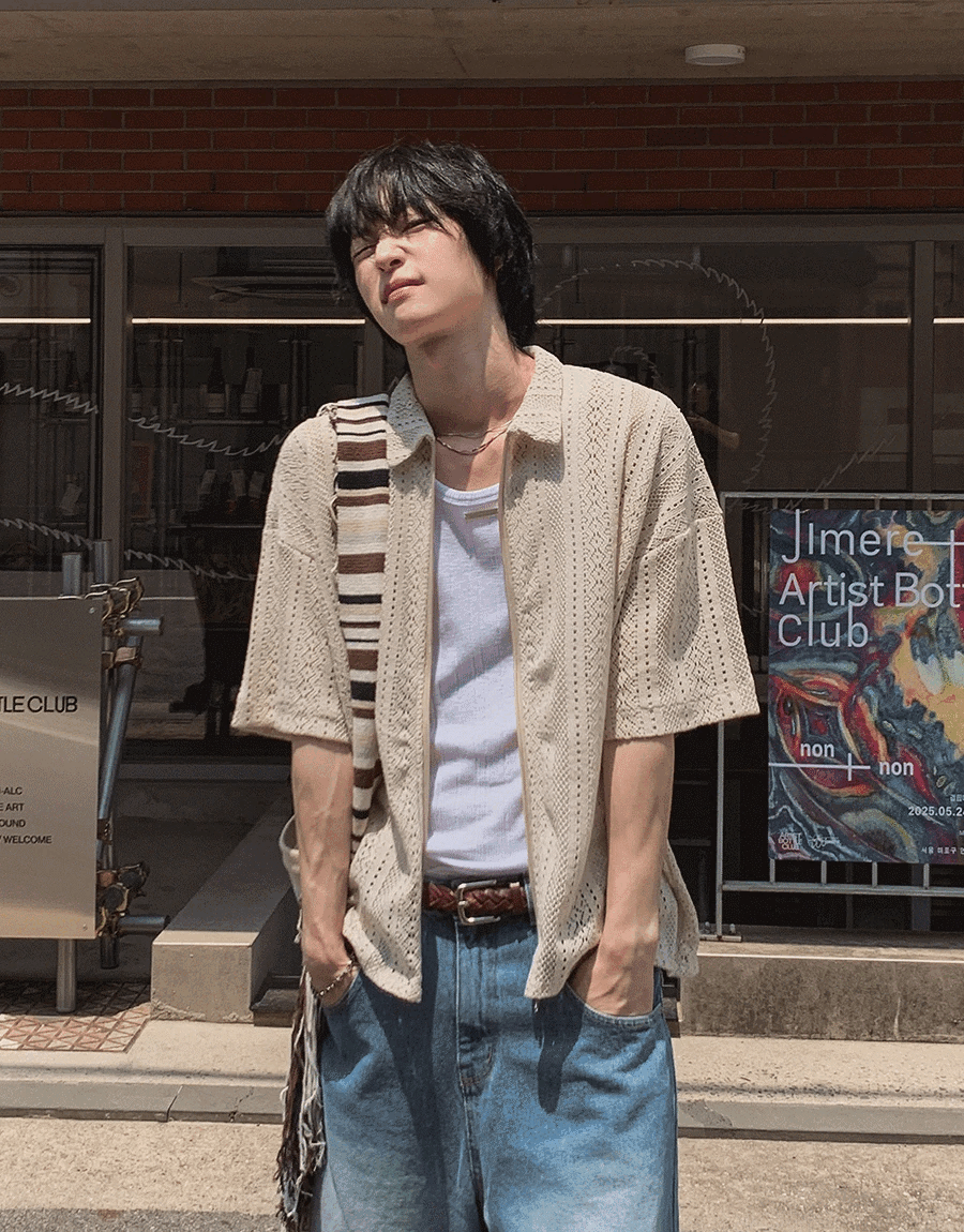 鏤空短袖拉鍊針織衫外套