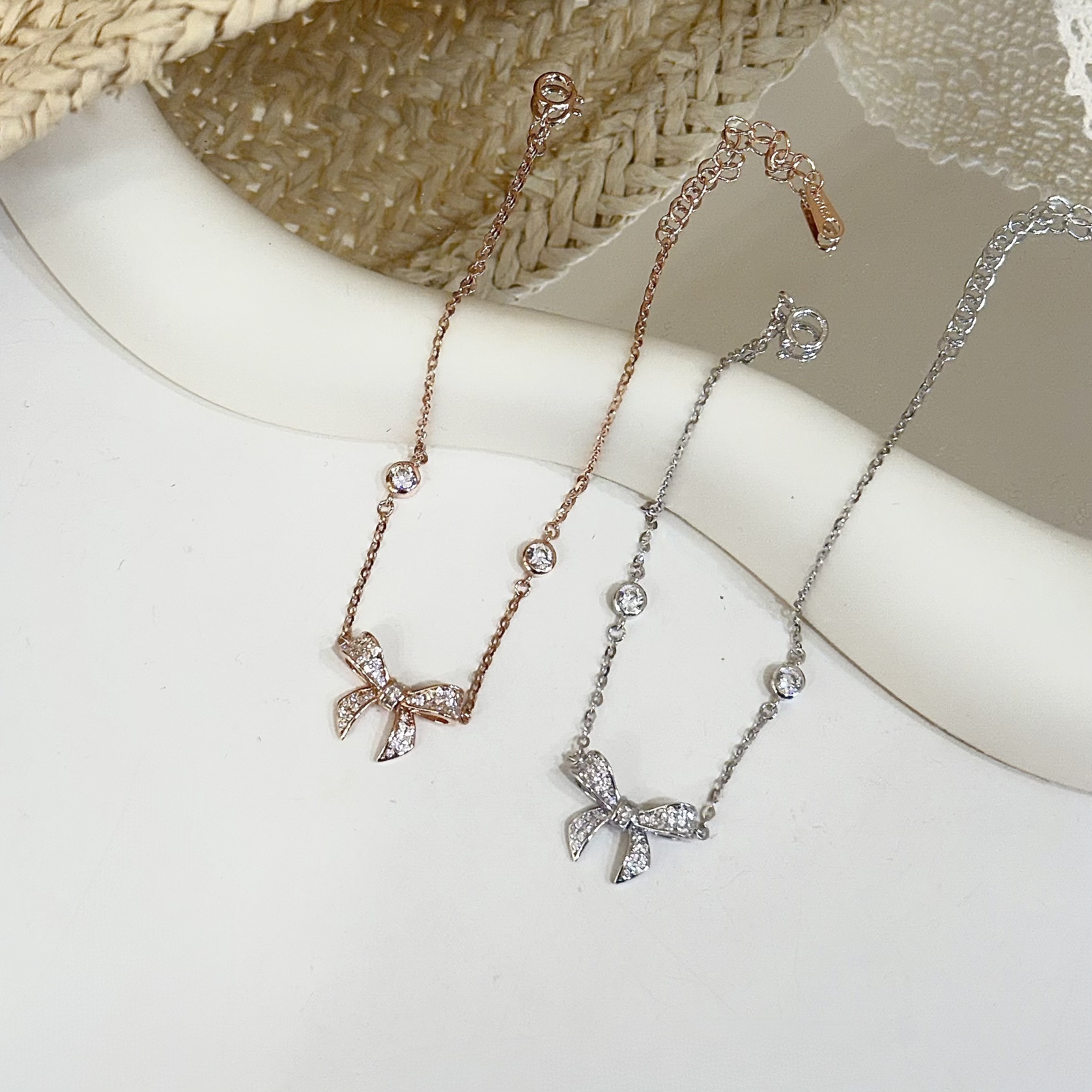 C282【輕奢】排鑽蝴蝶結純銀手鏈