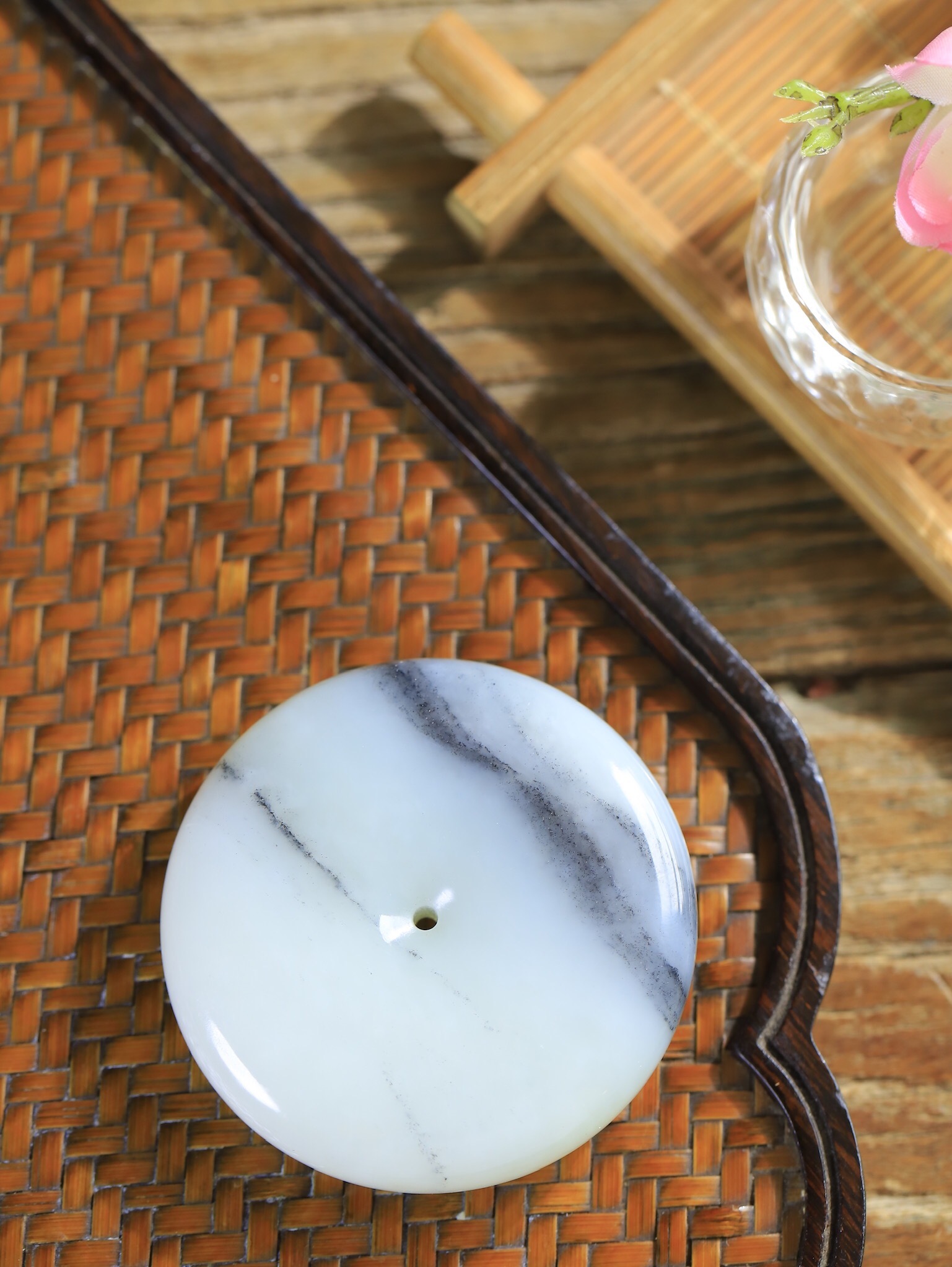 618131 和田玉青花平安扣 (51.8mm直徑)