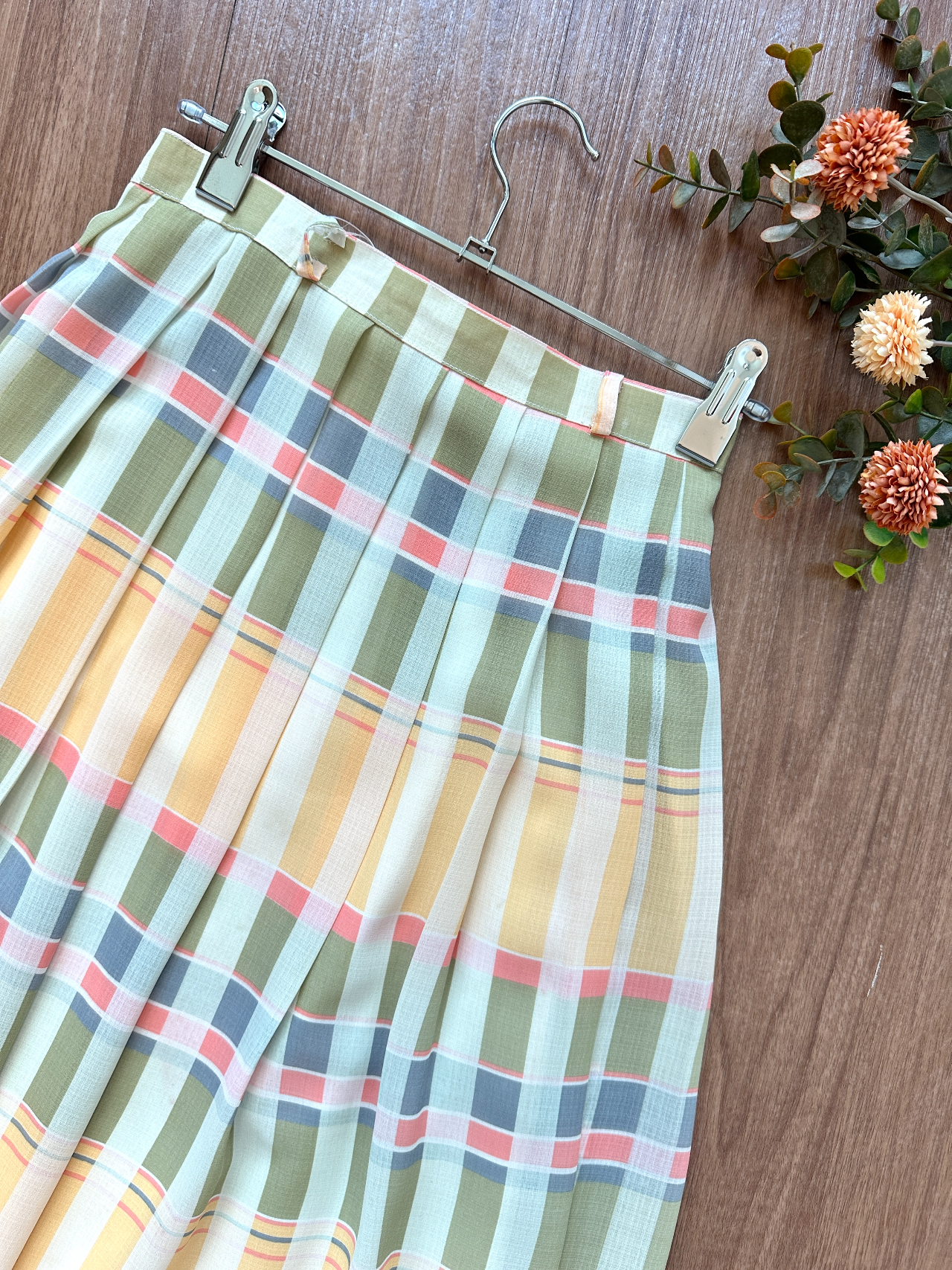 糖果色格紋半身裙