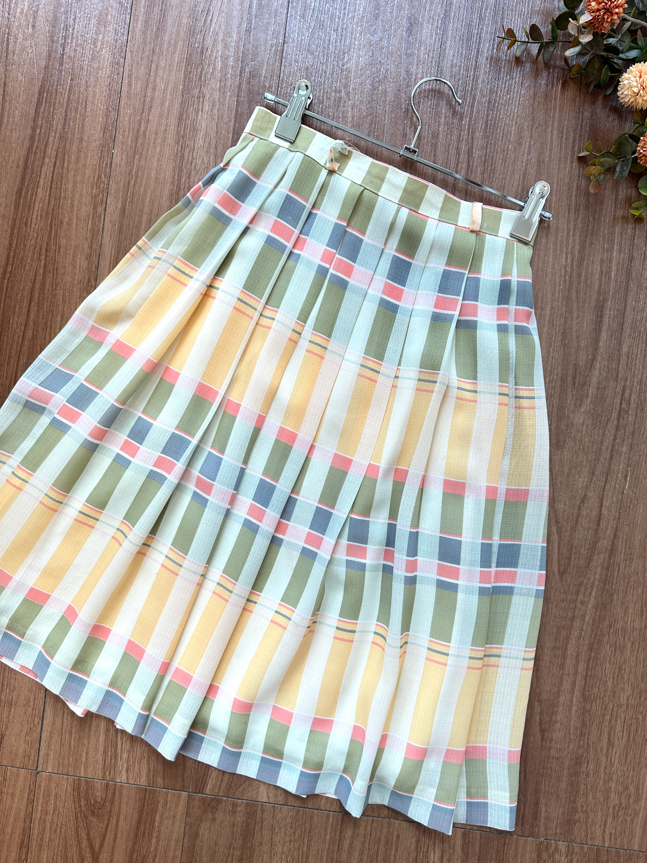 糖果色格紋半身裙