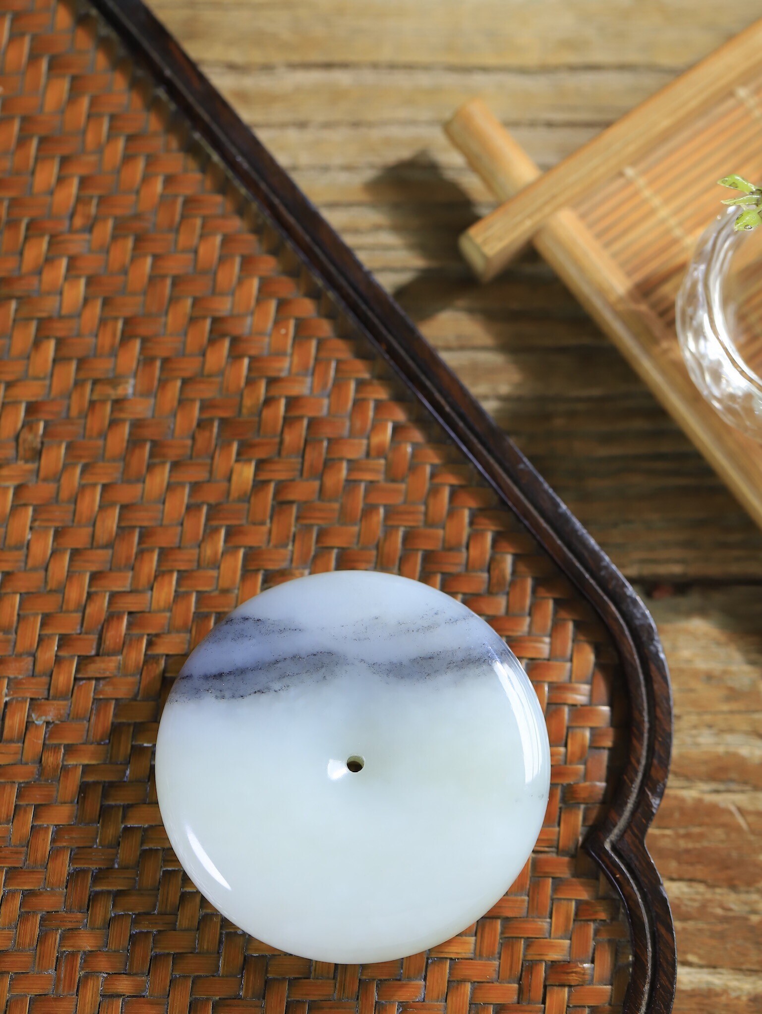 和田玉青花平安扣 (51.8mm直徑),天然和田玉軟玉