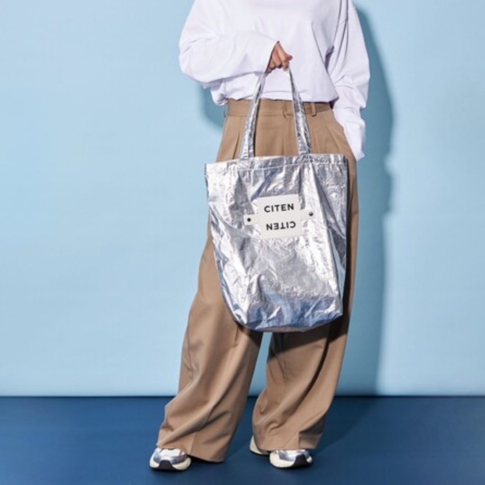 CITEN 金屬手提包 米白LOGO 長型 單肩 四色 日本代購