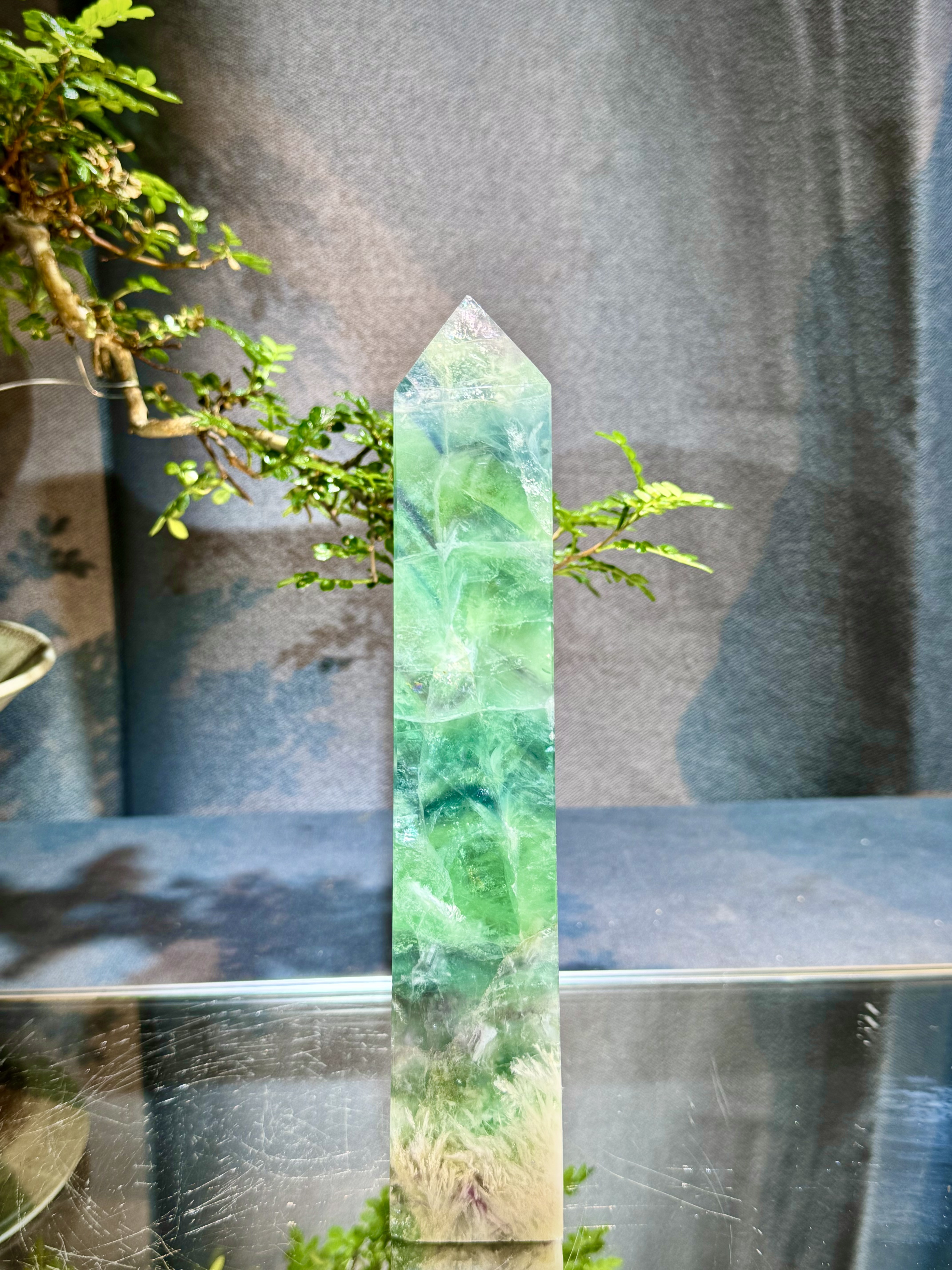 羽毛螢石柱 5902