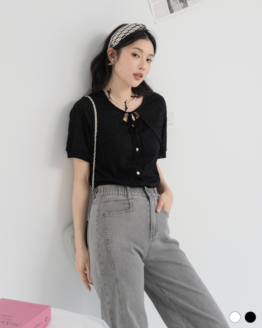 優雅花瓣綁帶上衣(出清品不可退換貨)