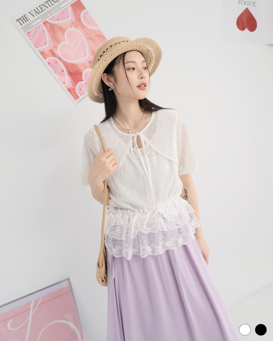 優雅花瓣綁帶上衣(出清品不可退換貨)