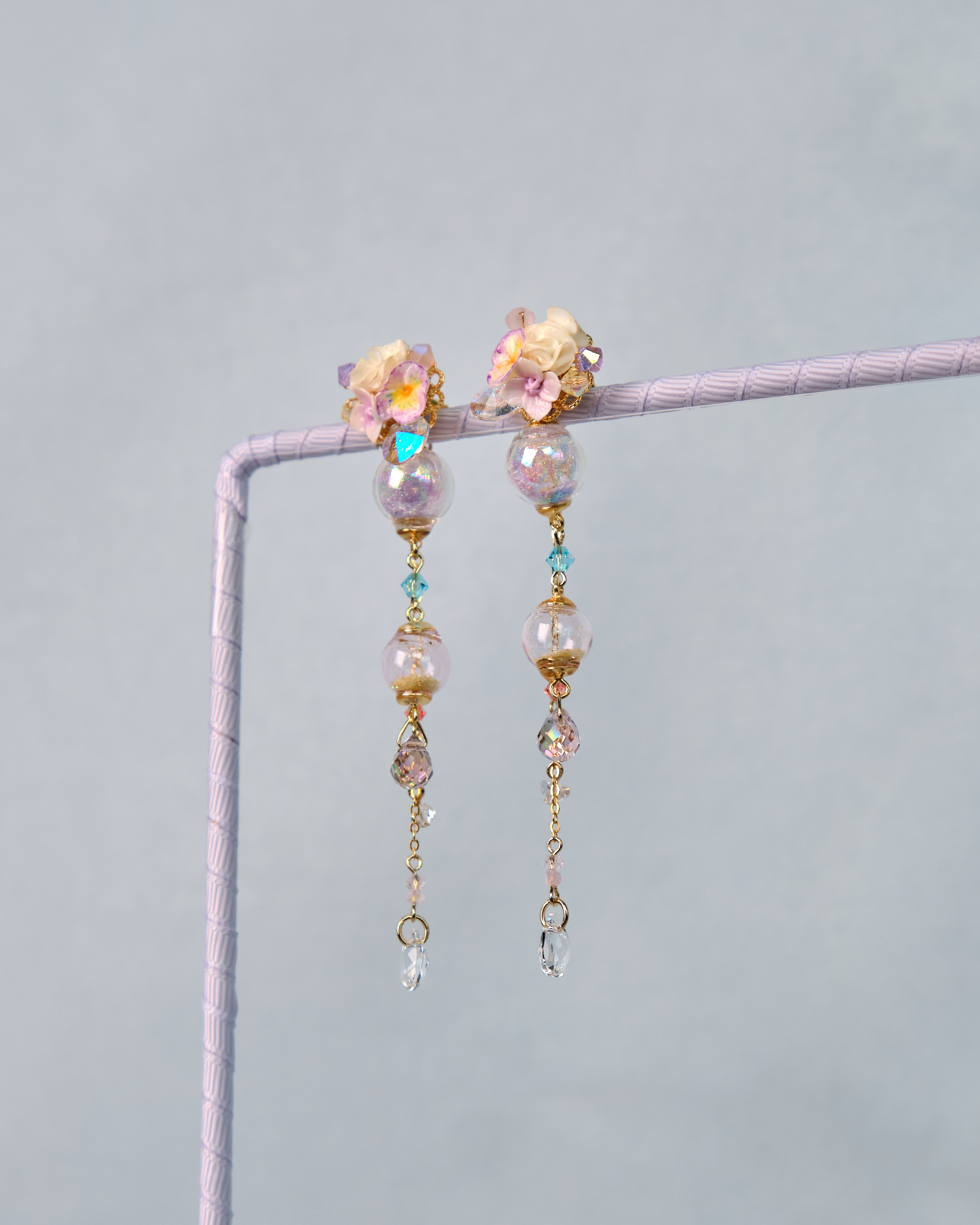 12476 Floral Trio POM POM S925 Earrings