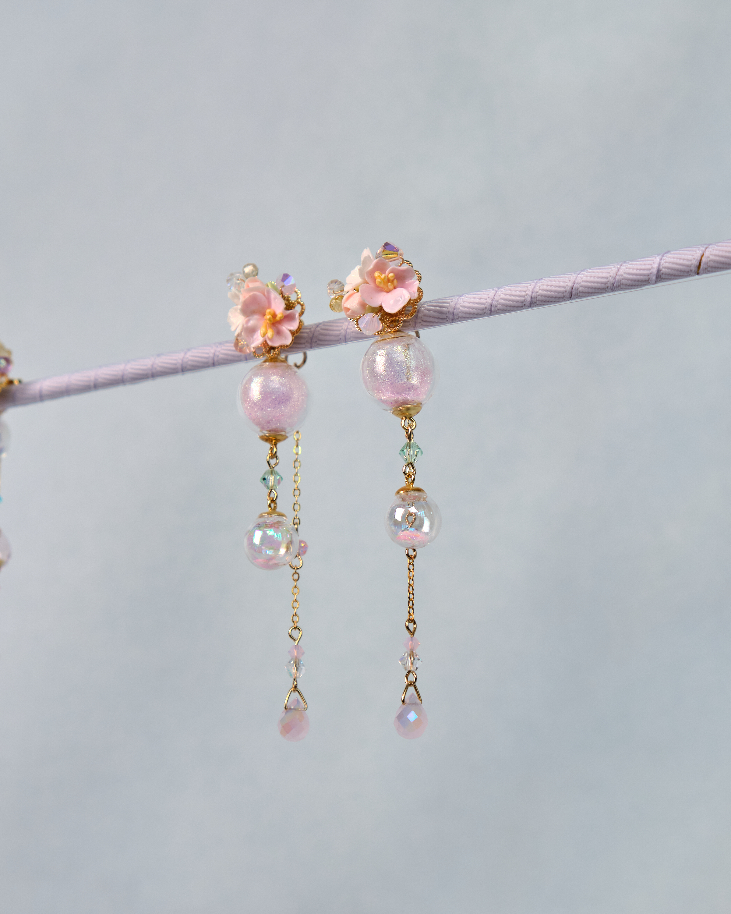 12475 Floral Trio POM POM S925 Earrings