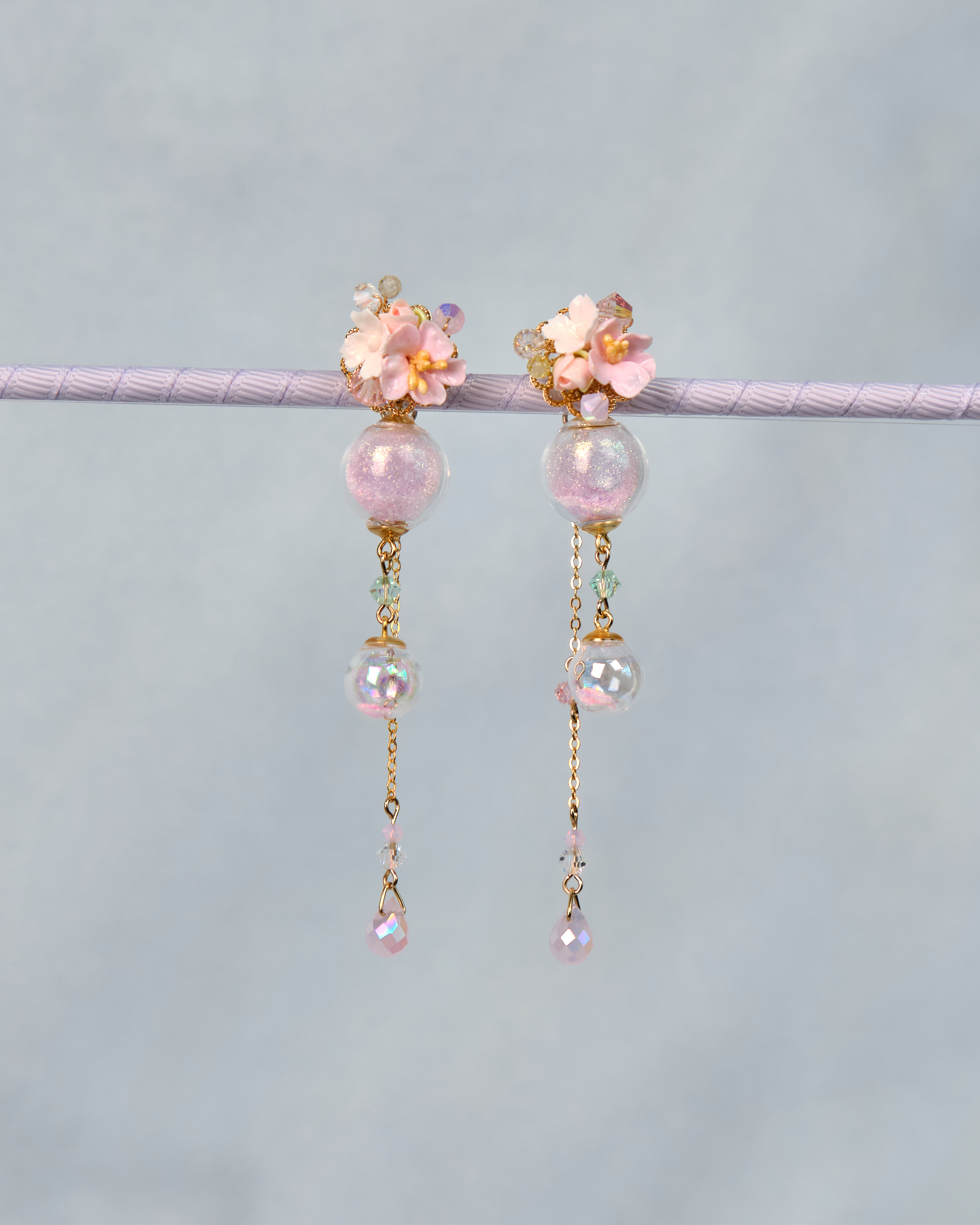 12475 Floral Trio POM POM S925 Earrings