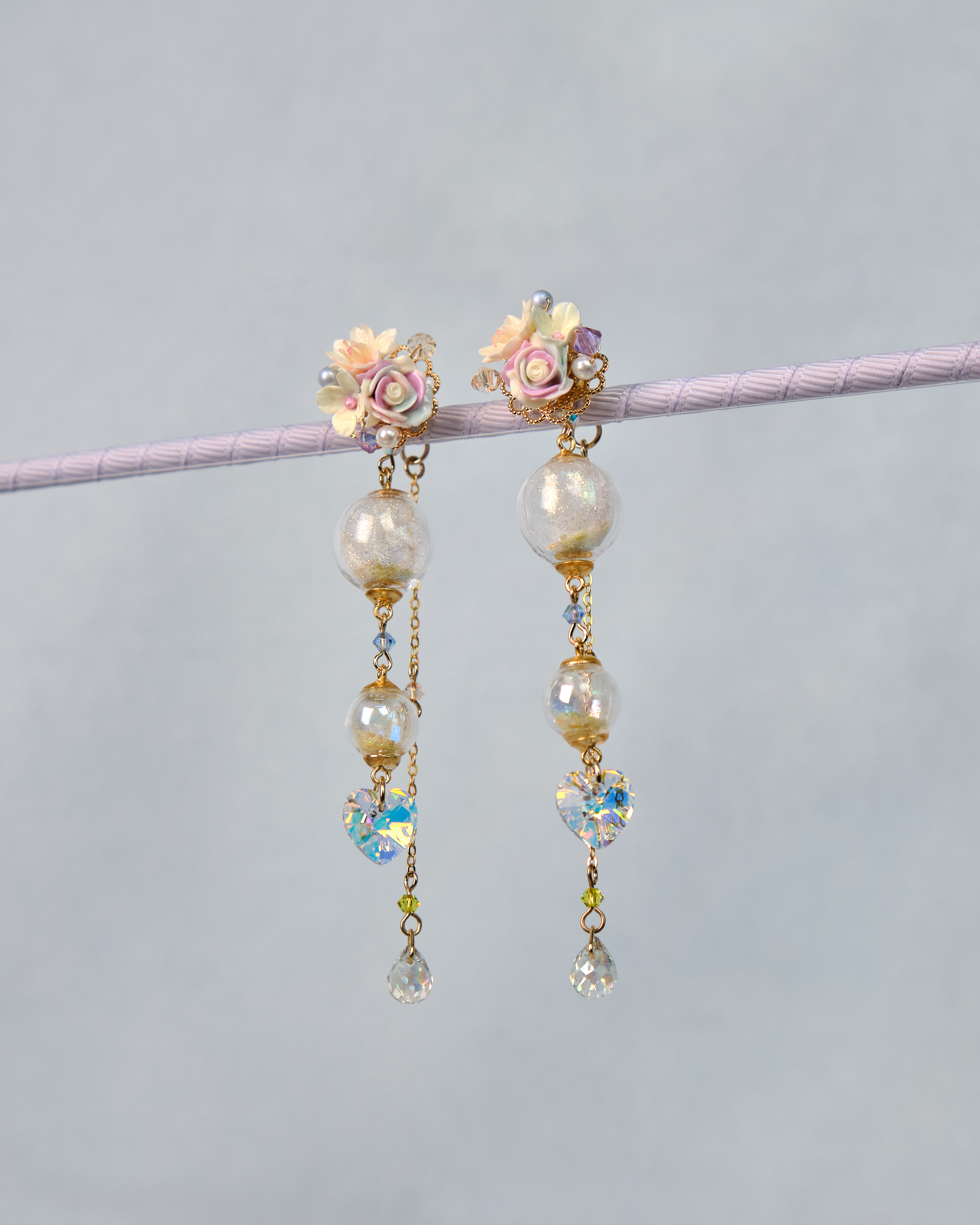 12473 Floral Trio POM POM S925 Earrings