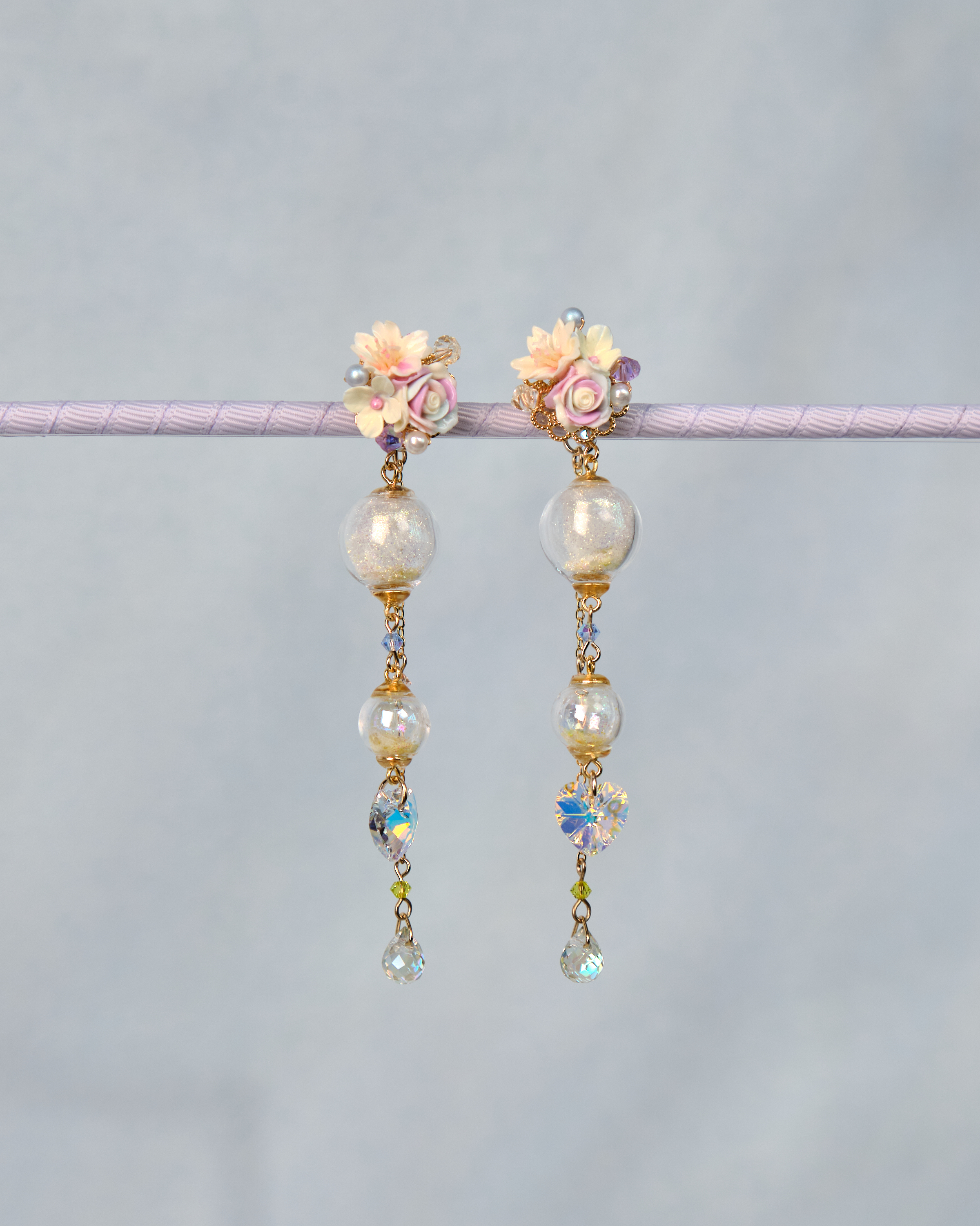 12473 Floral Trio POM POM S925 Earrings