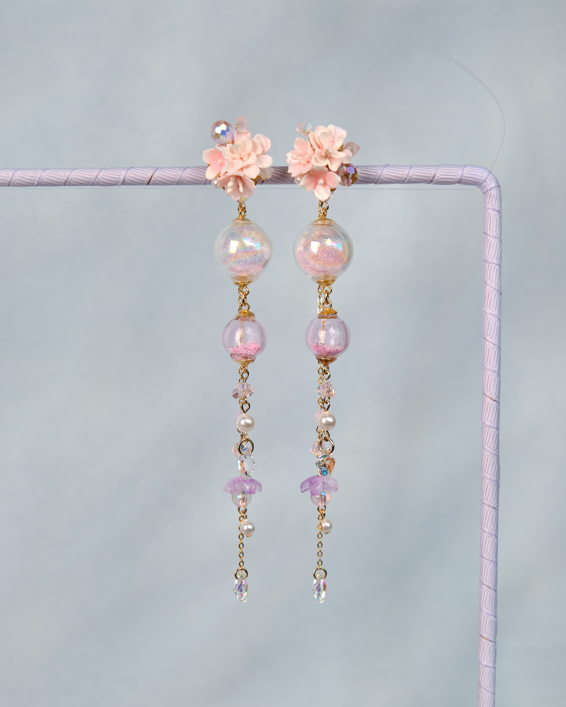 12472 Floral Trio POM POM S925 Earrings