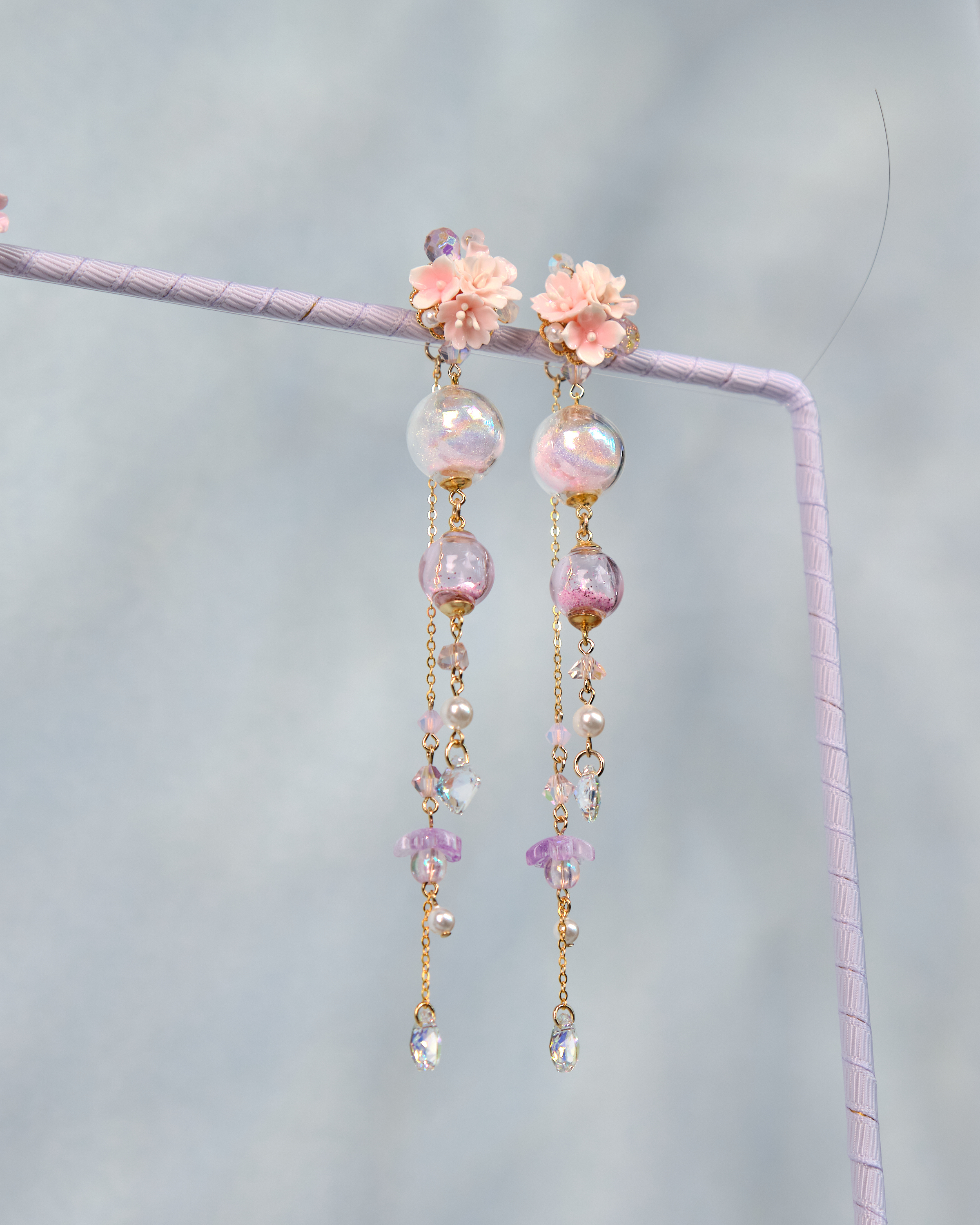 12472 Floral Trio POM POM S925 Earrings