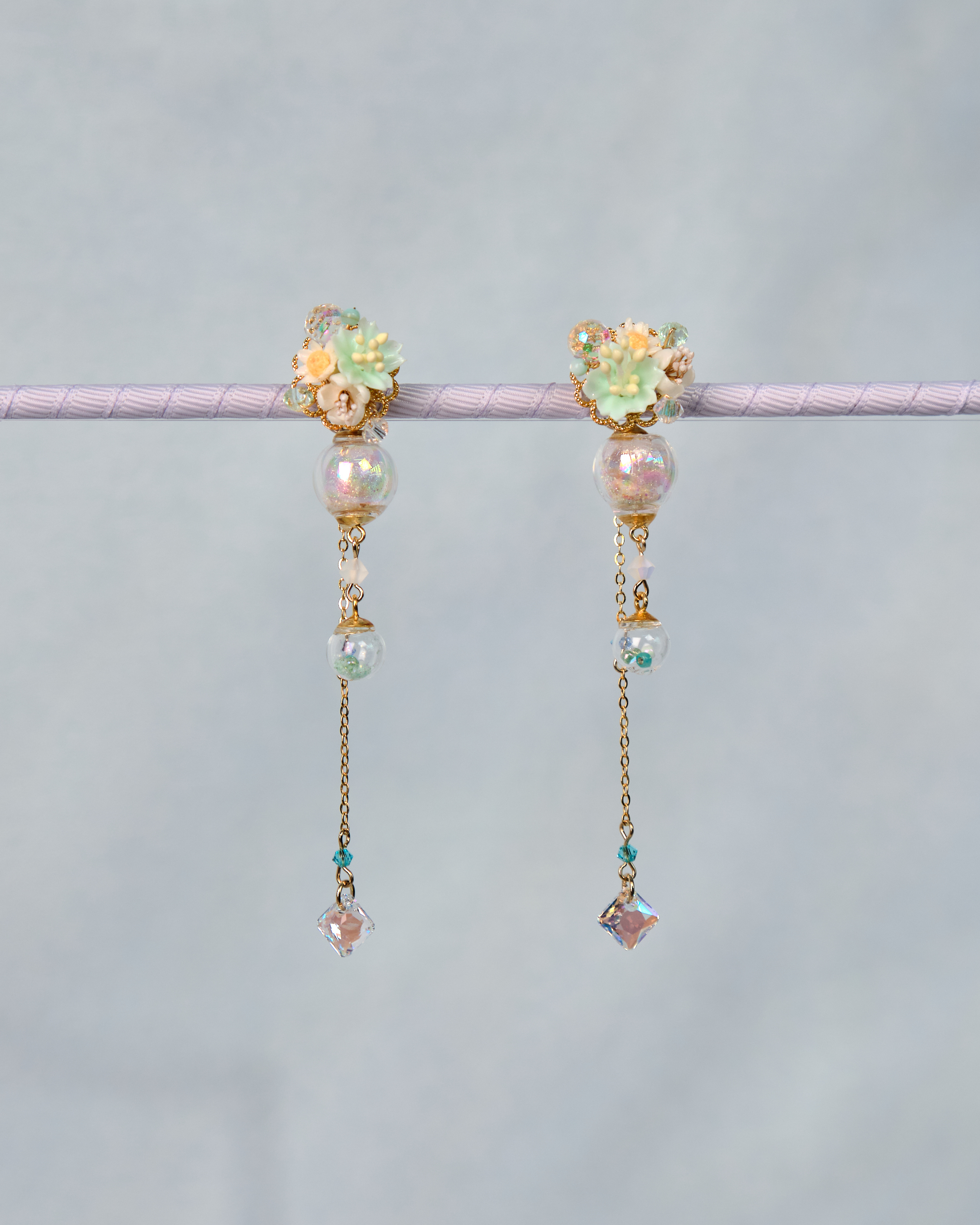 12471 Floral Trio POM POM S925 Earrings