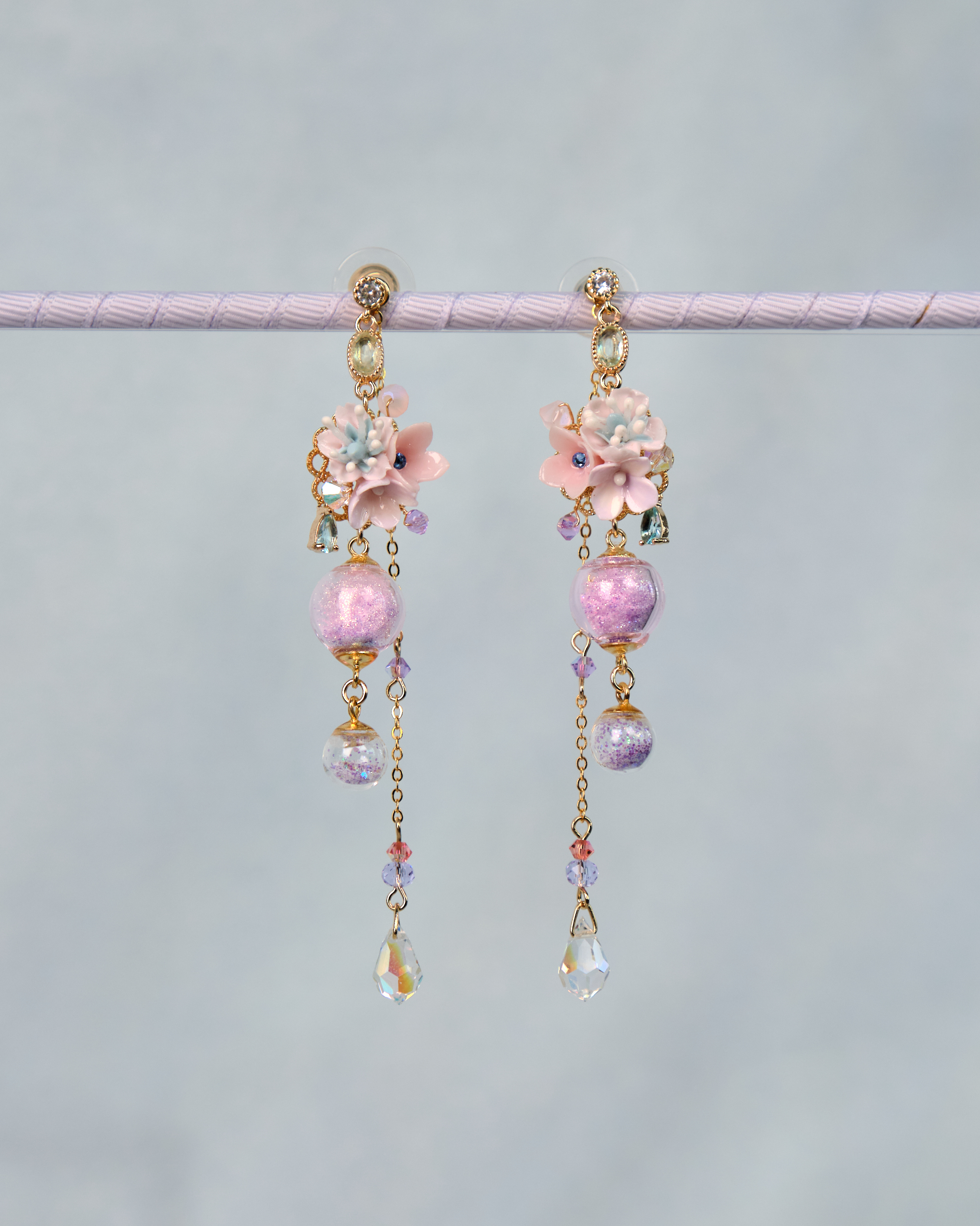 12470 Floral Trio POM POM S925 Earrings