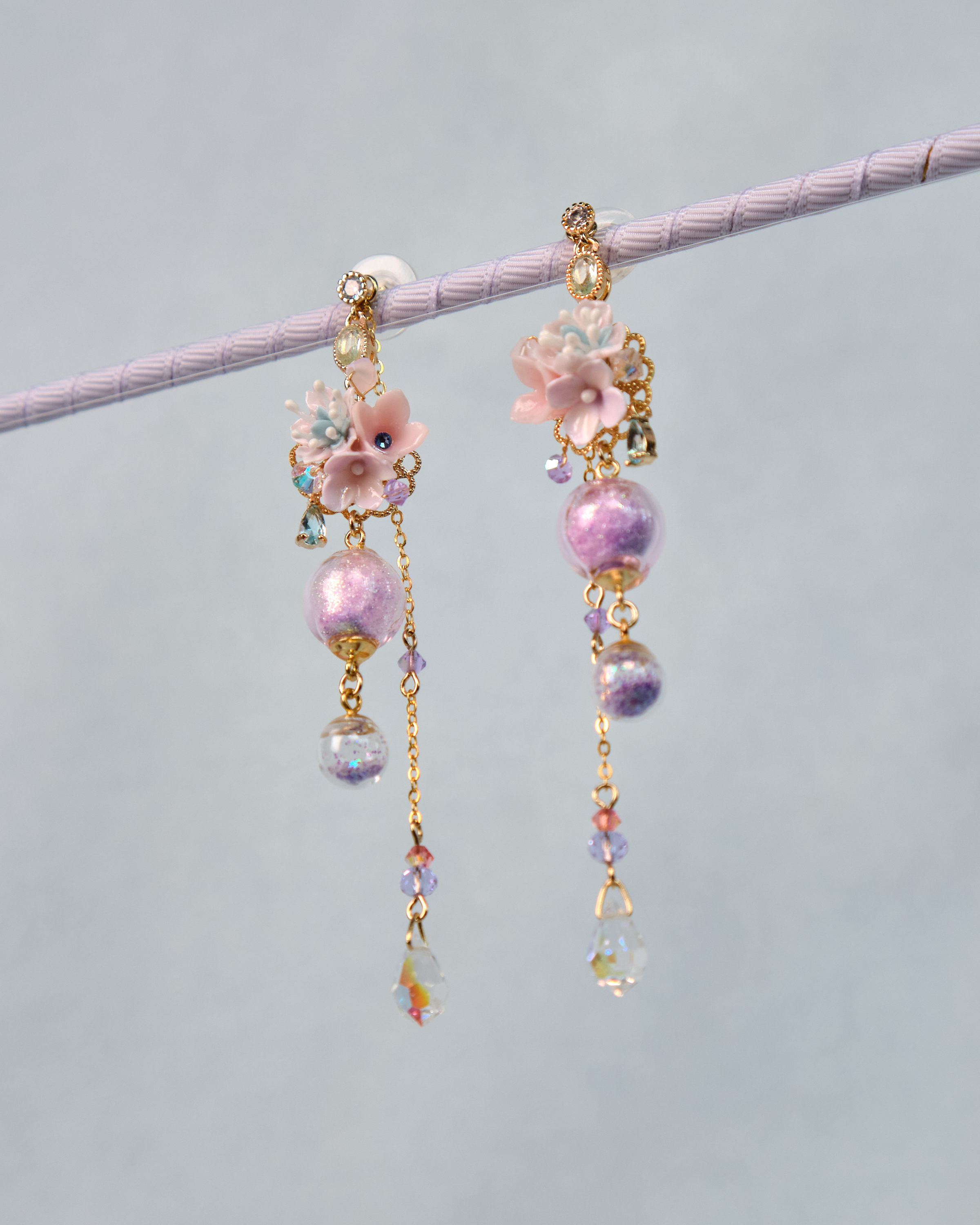12470 Floral Trio POM POM S925 Earrings