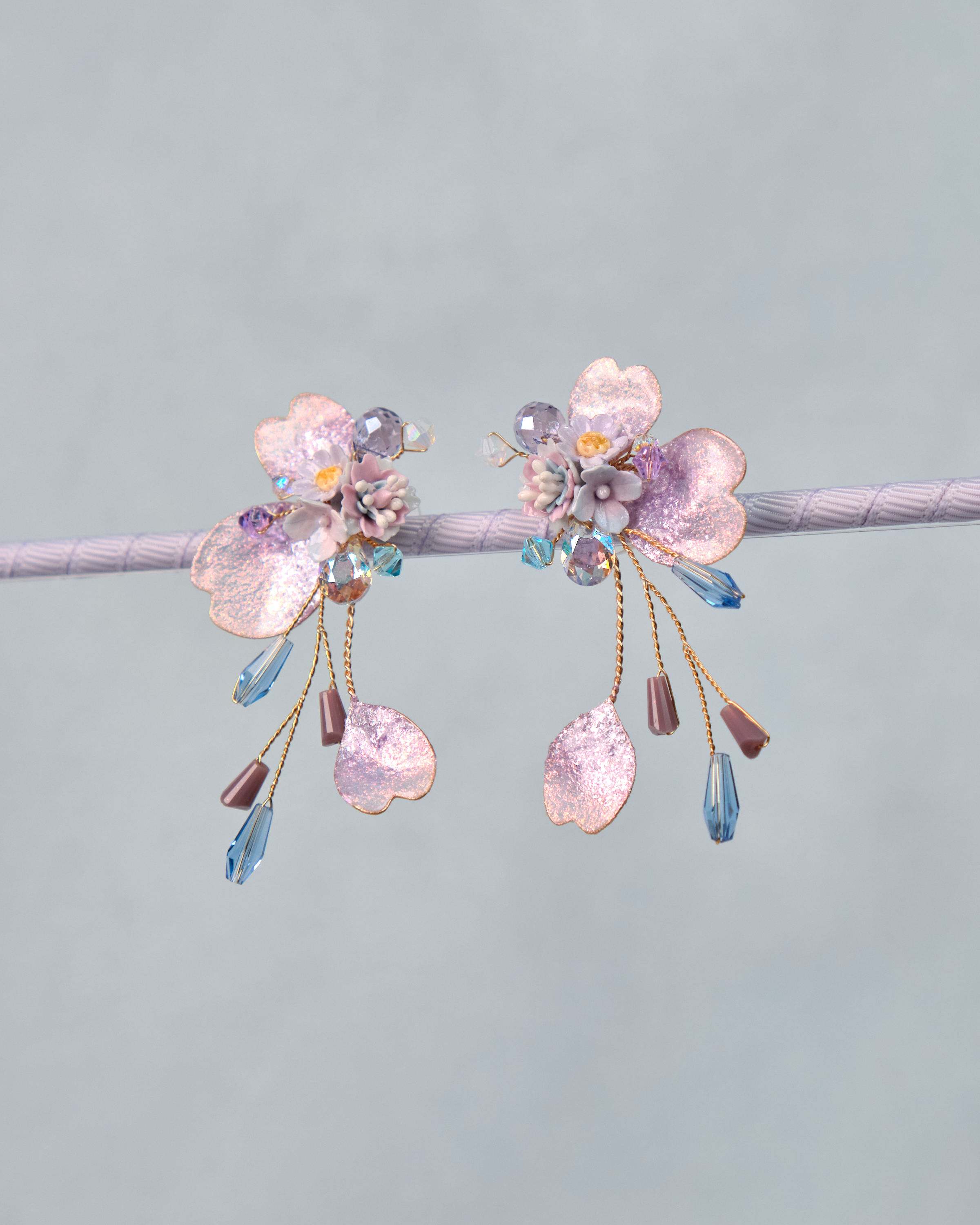 12469 Floral Trio POM POM S925 Earrings