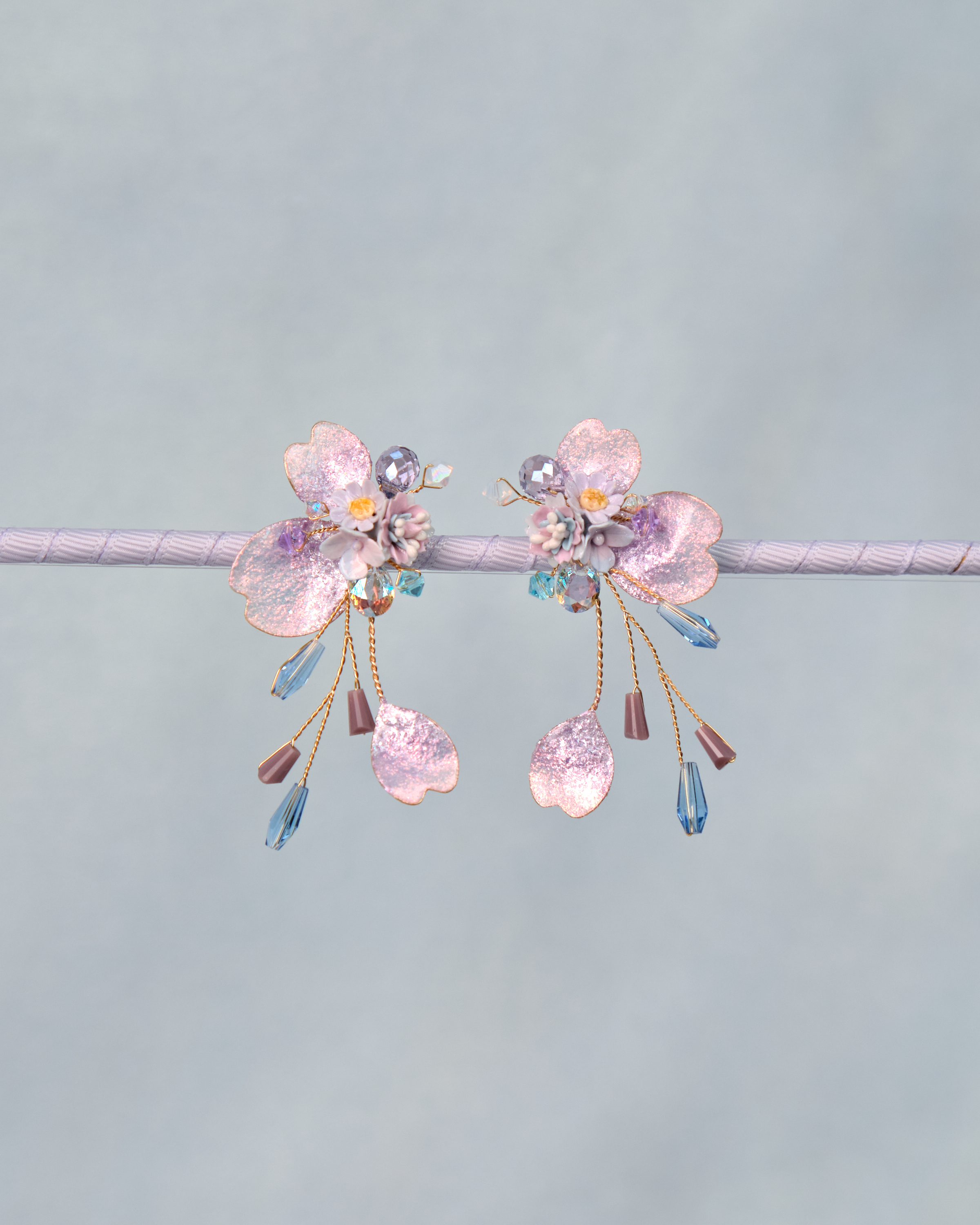 12469 Floral Trio POM POM S925 Earrings