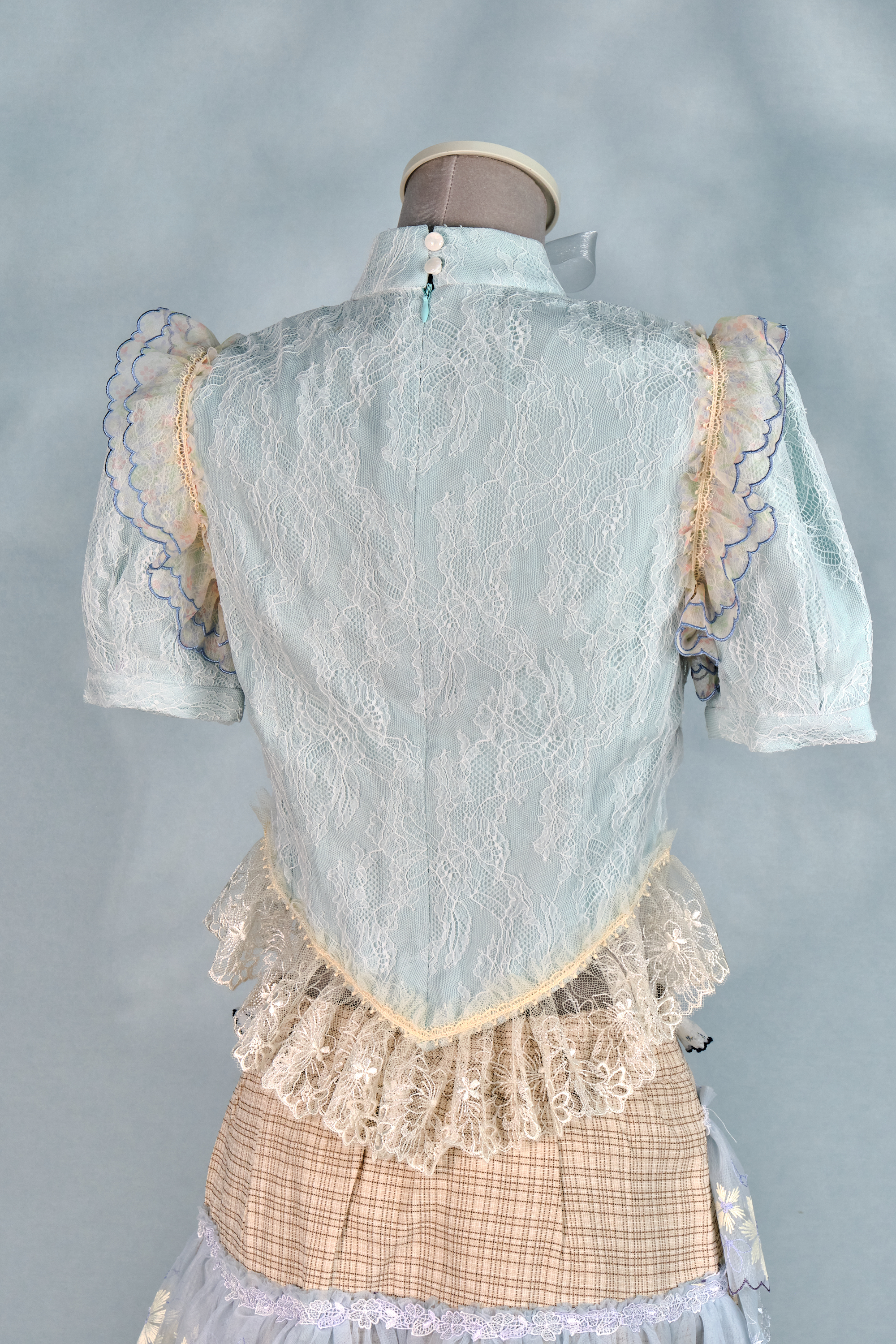 12449 Lace Bow Stand-Collar Small Cheongsam Top