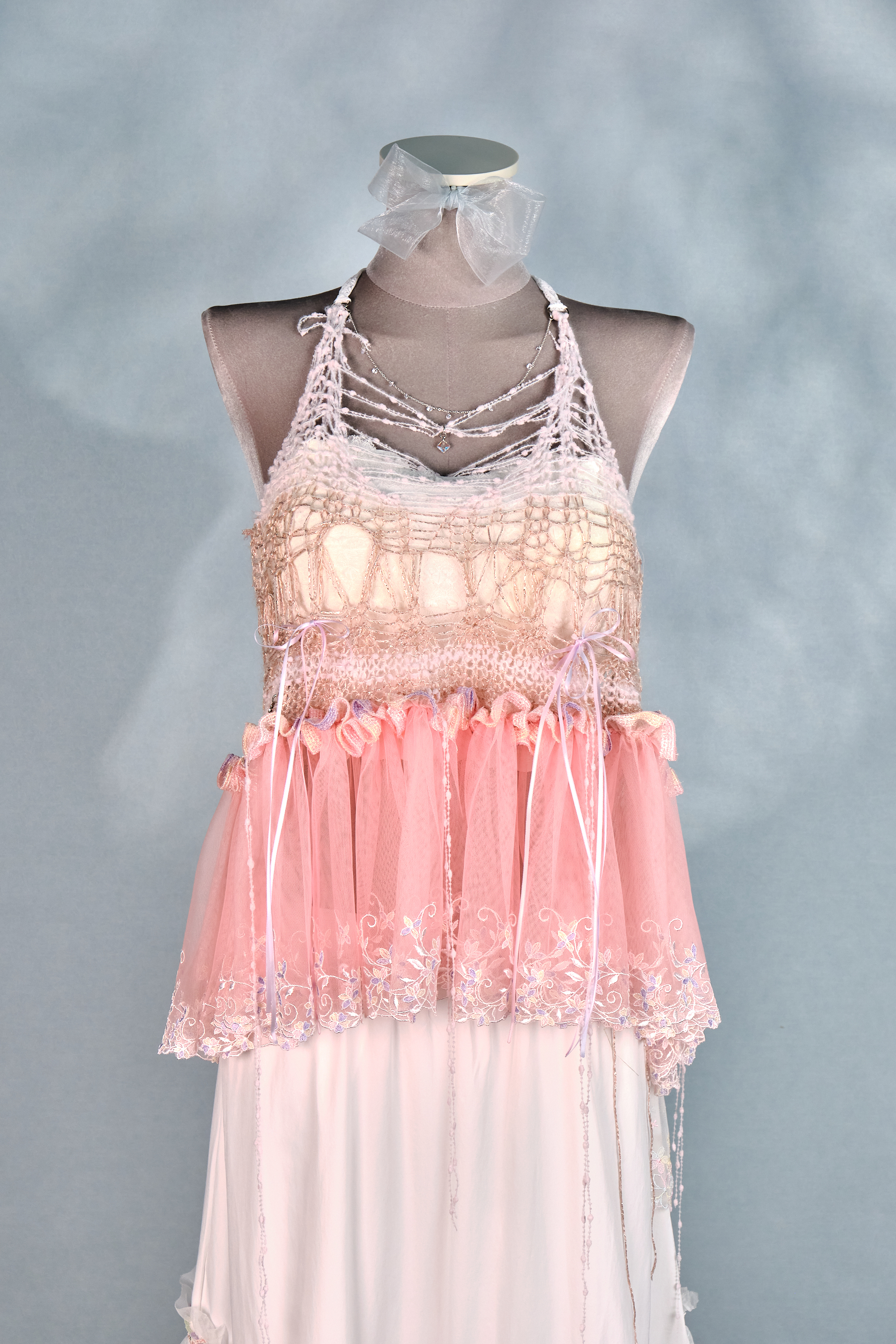 12442 Knitted Hollow-Out Irregular Lace Vest