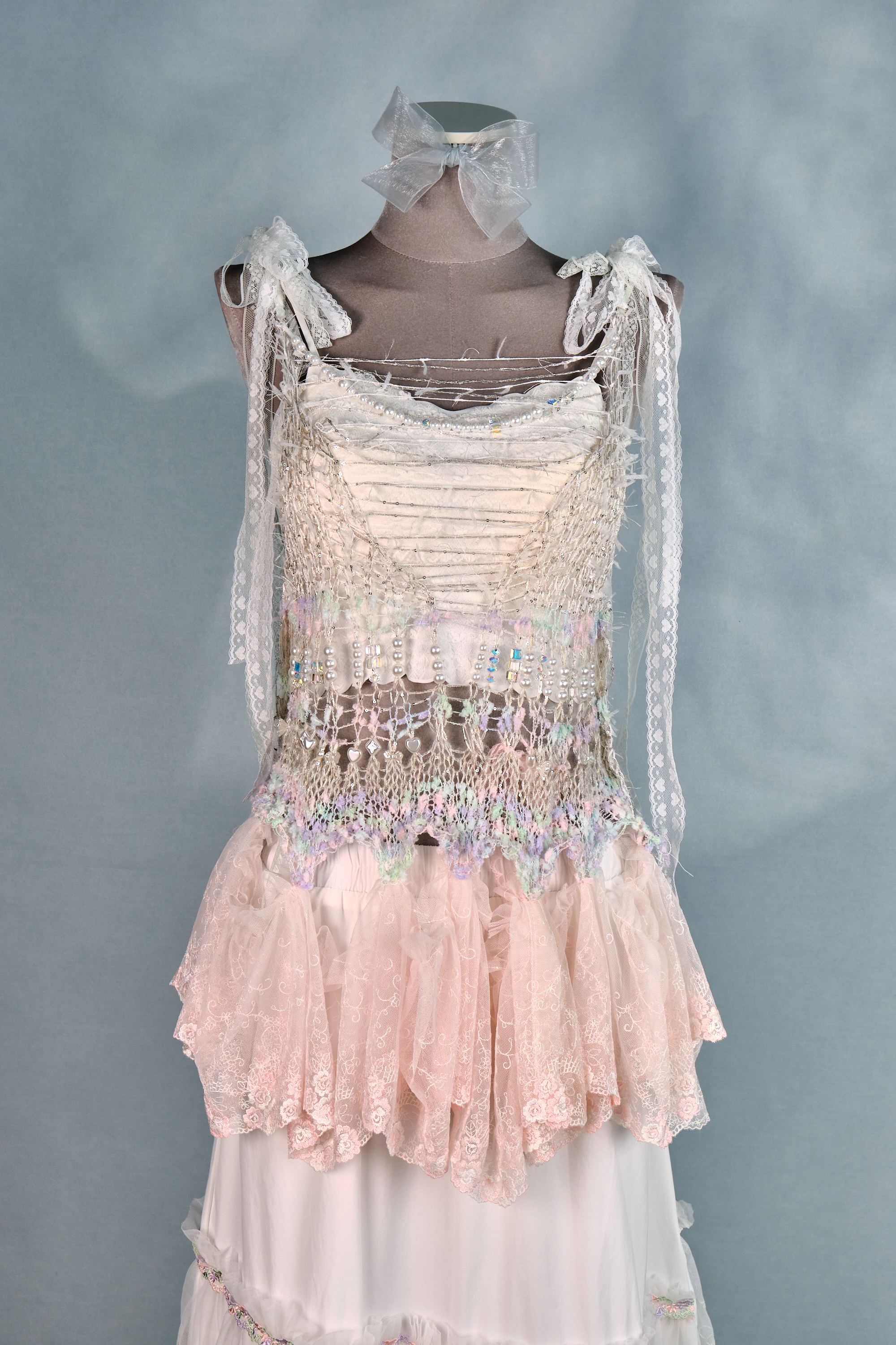 12440 Knitted Hollow-Out Irregular Lace Vest