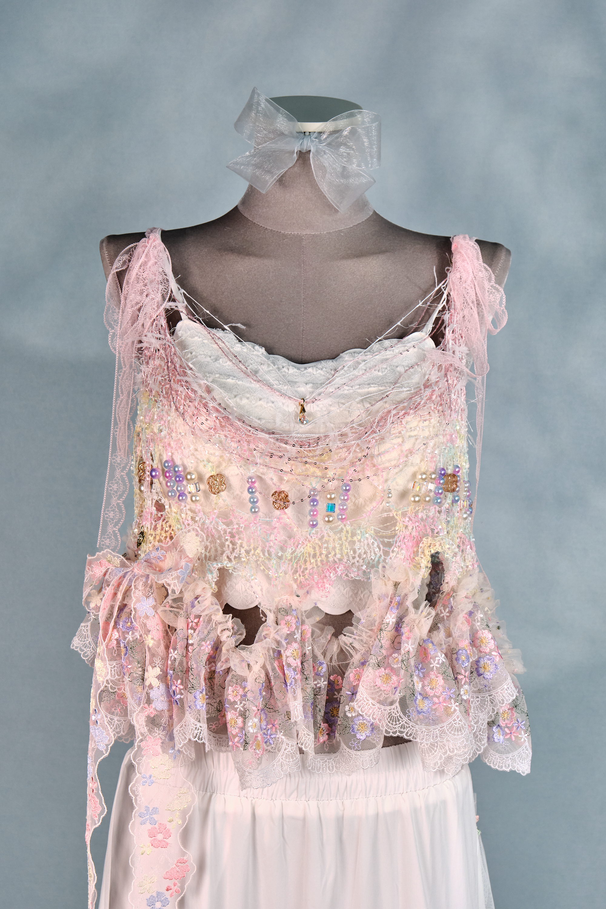 12437 Knitted Hollow-Out Irregular Lace Vest