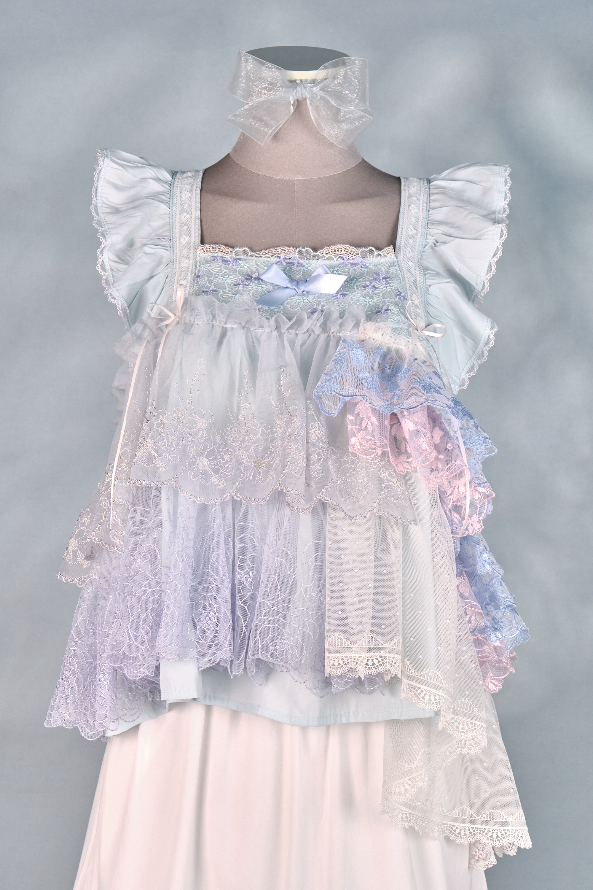 12414 Ruffled Shoulder Strap Square Flat Neck Top