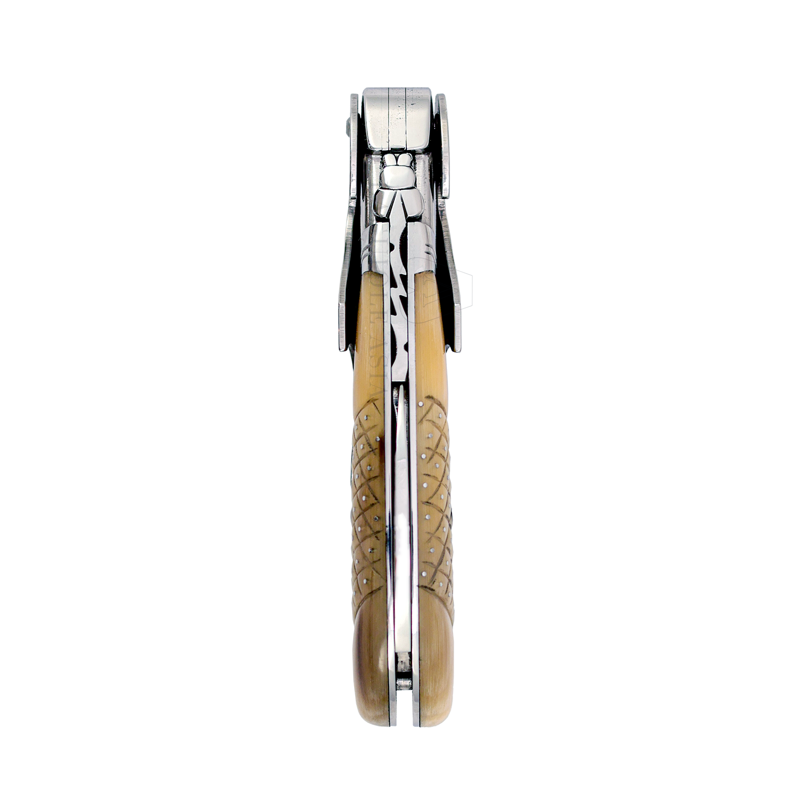 LAGUIOLE MAGNUM ⋆ 菱刻紋點針鑲釘手柄 ⋆ 白牛角酒刀