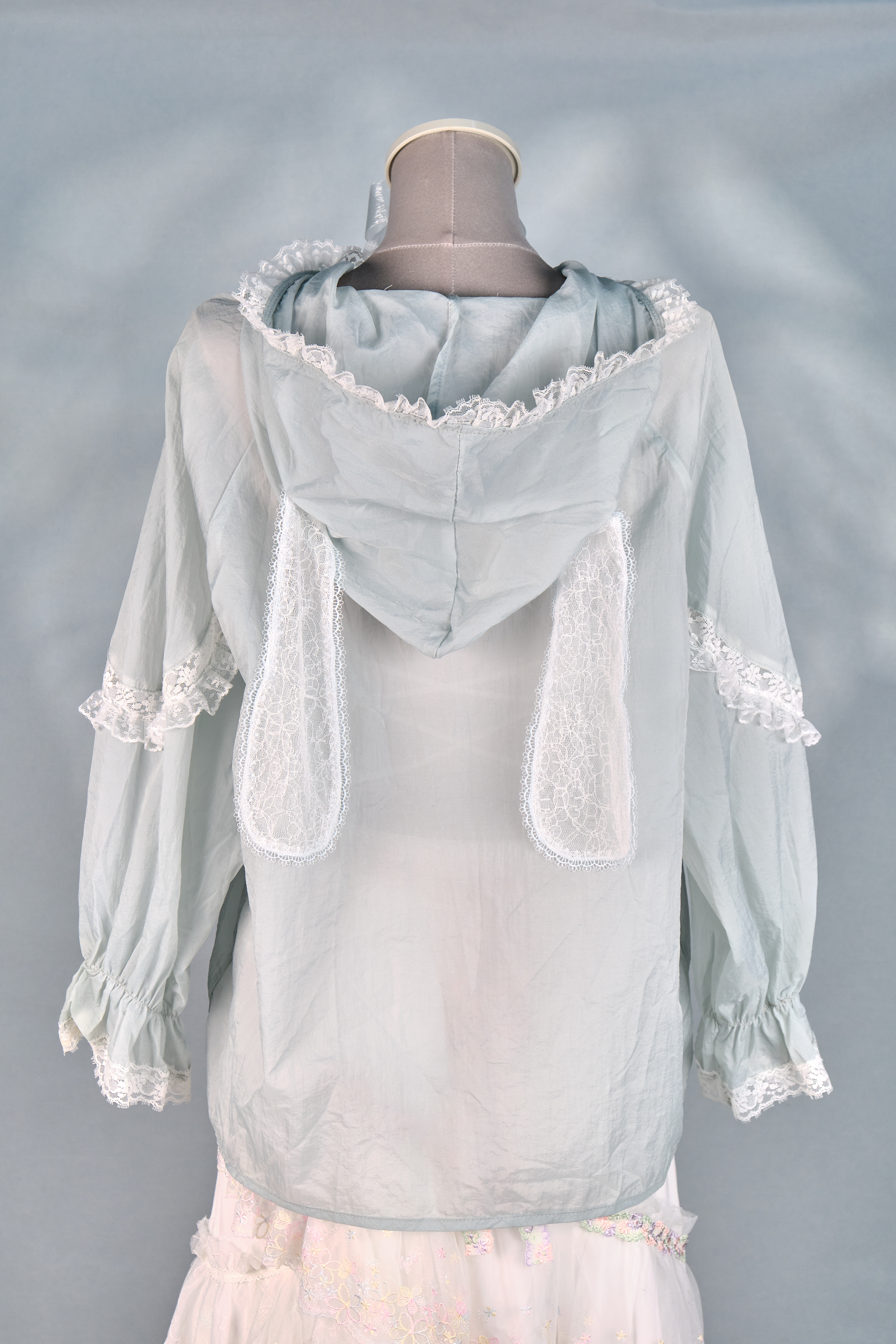 12405 Summer Refreshing Sun-Protective Lace Cover with Rabbit Ear Hat