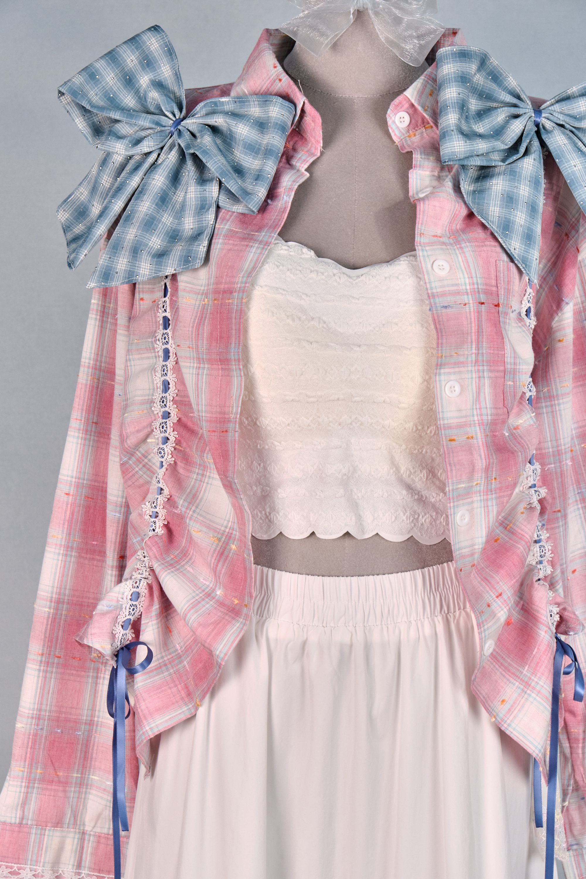 12399 Double Bow Drawstring 2-Way Shirt/Jacket