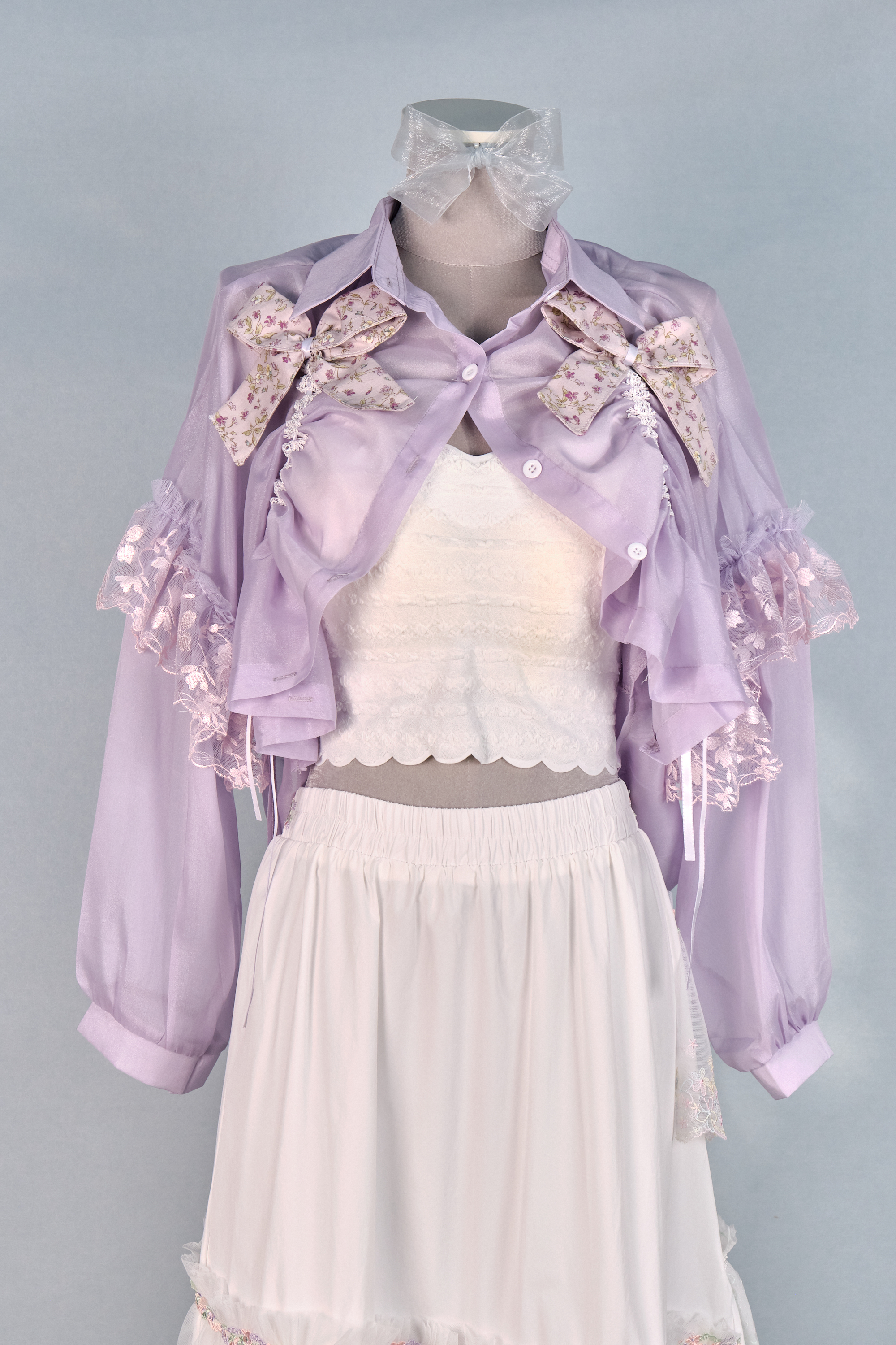 12398 Double Bow Drawstring 2-Way Shirt/Jacket