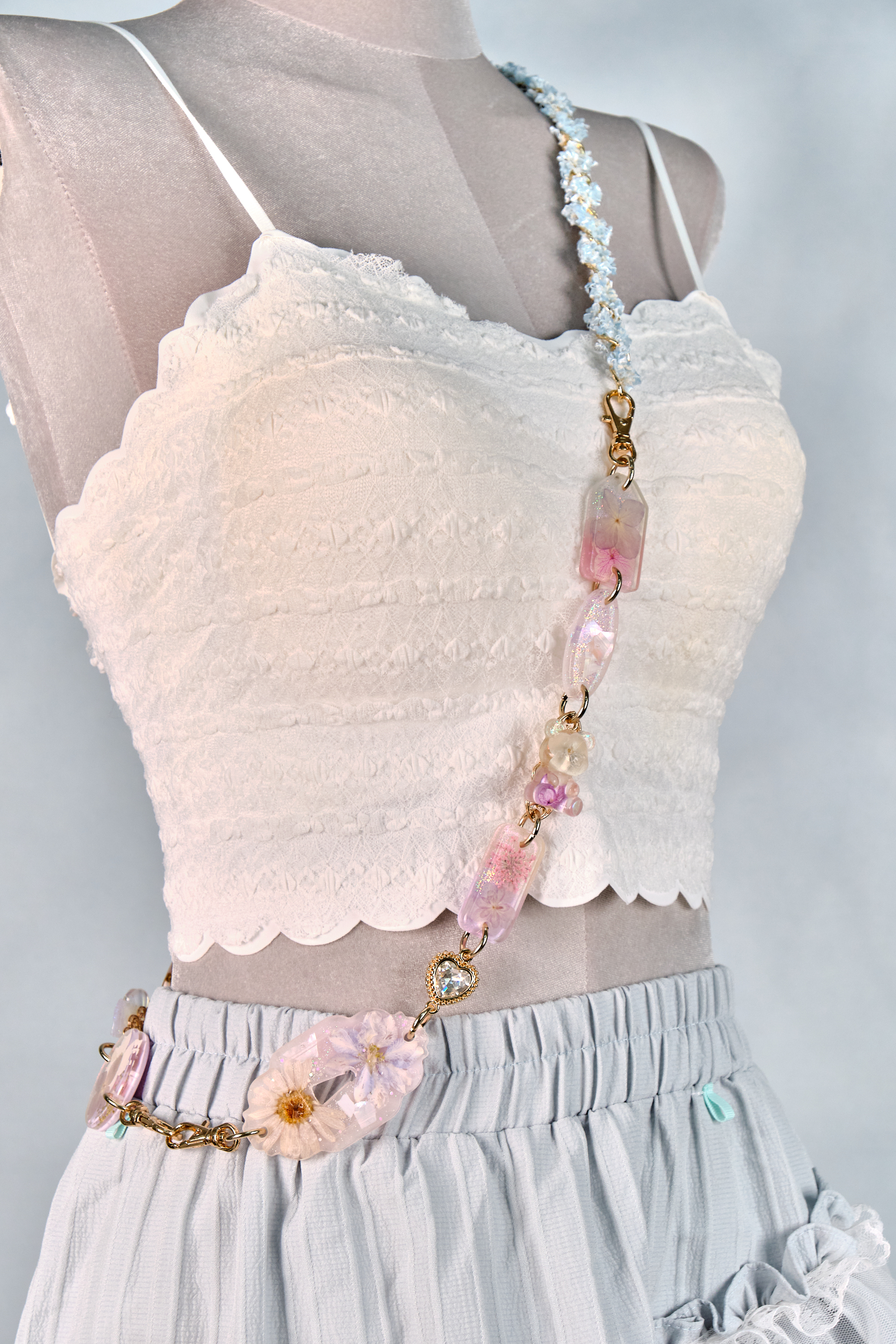 12299 Resin Pressed Flower Crossbody Phone Chain