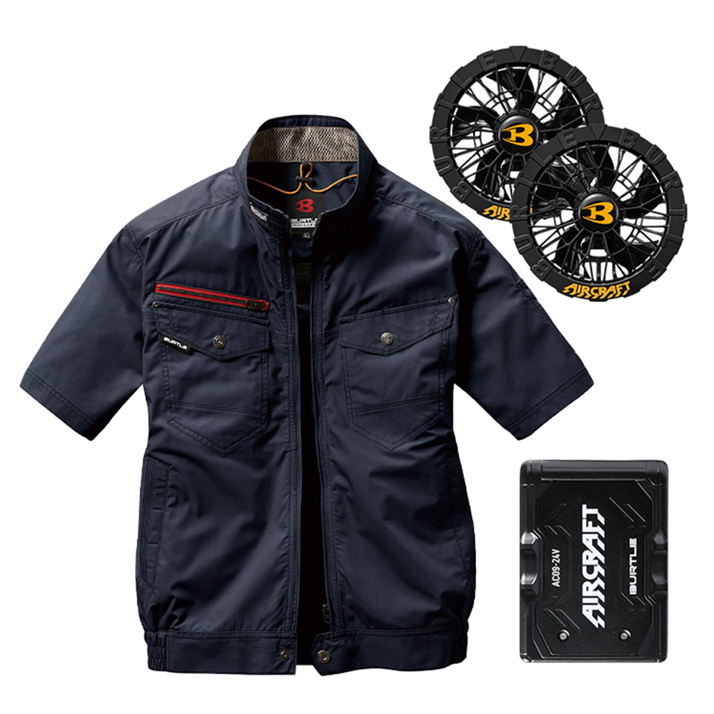 AC7146-3 短袖衣服 空調風扇衣 深藍色 24V組合