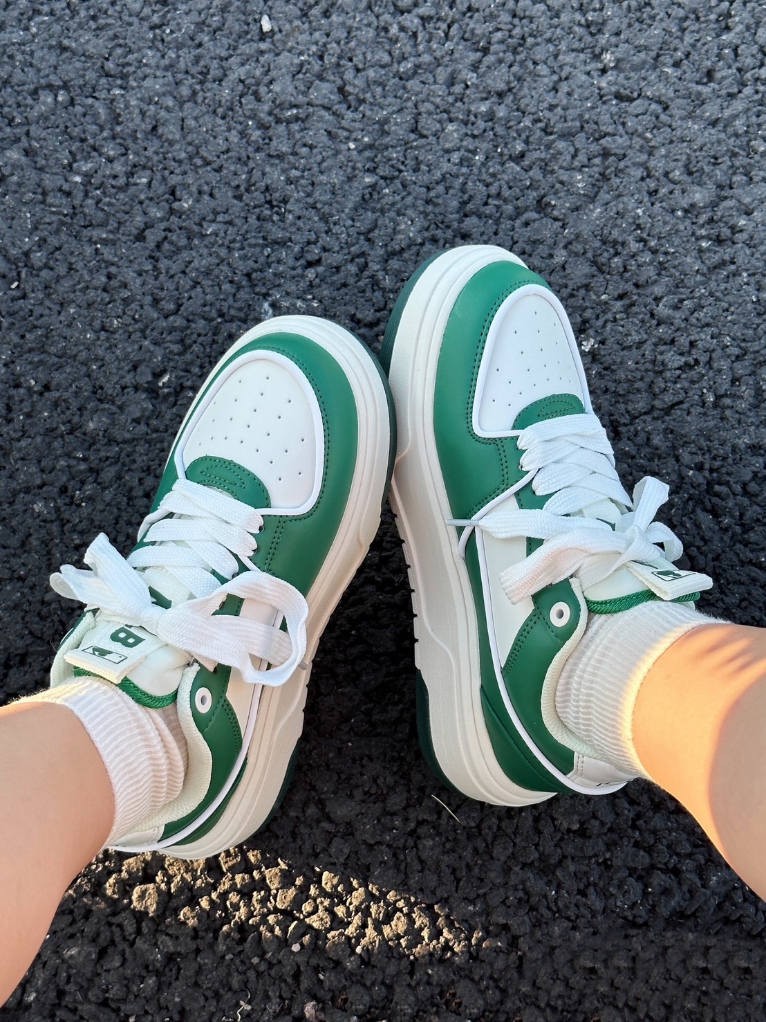 MLB Chunky Liner Basic 森林綠 白綠色 洋基隊 NY 皮革 厚底 復古 老爹鞋 3ASXCLB3N-50GNS/預購