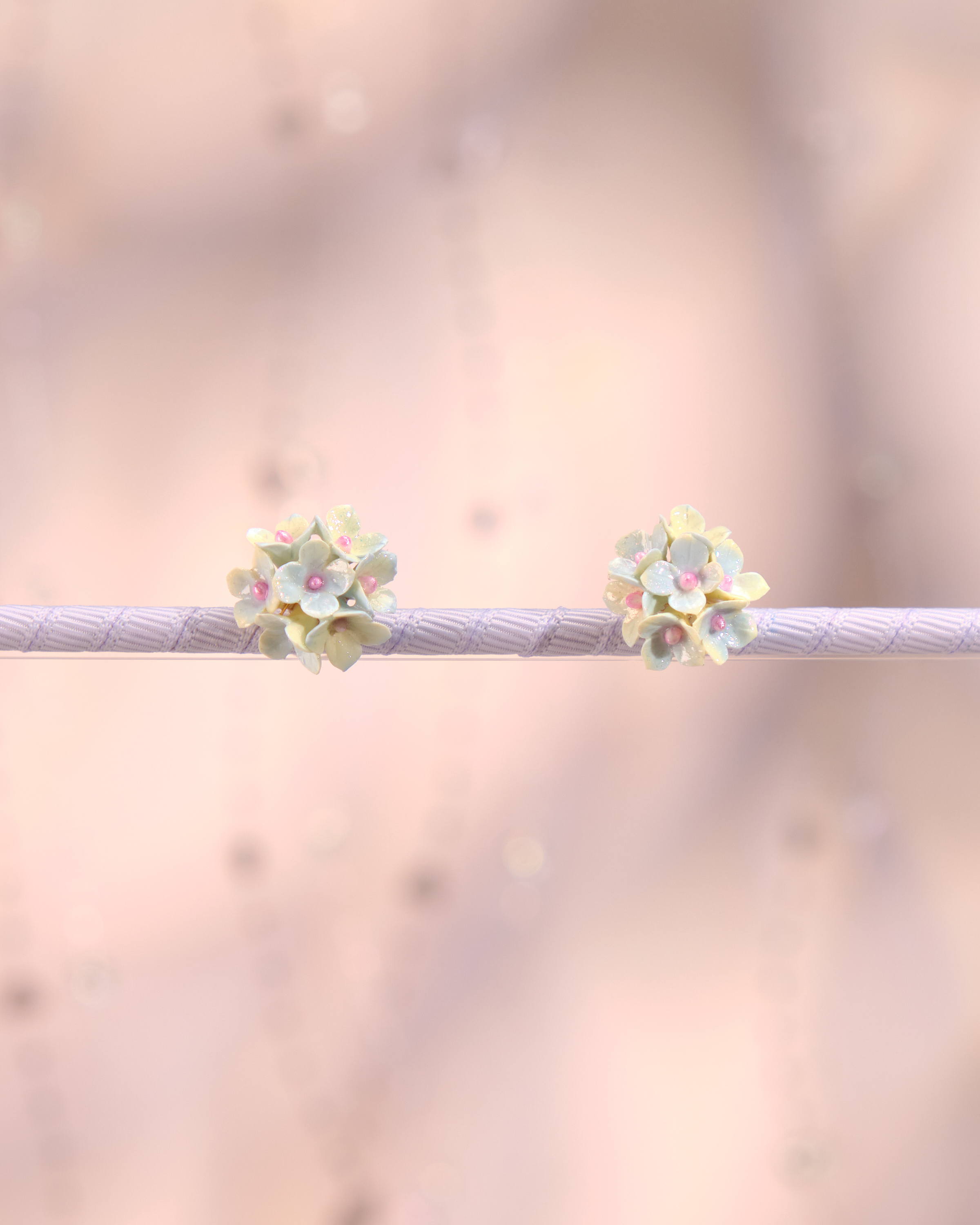 12274 兩用小花彩虹絲帶耳環