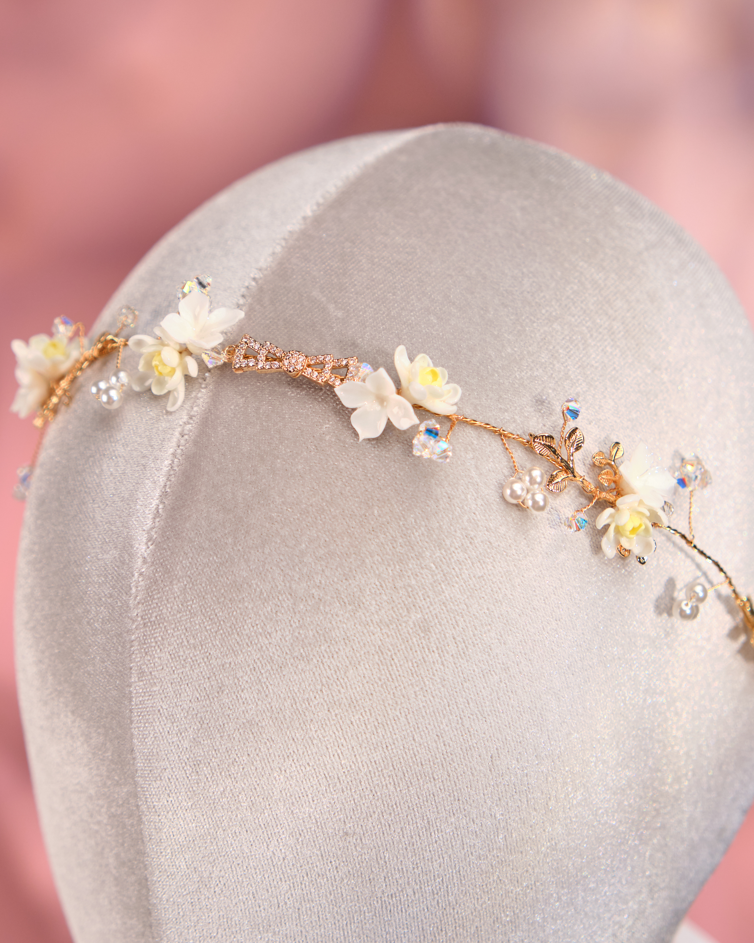 12271 夏日花橋頭箍配絲帶拖尾