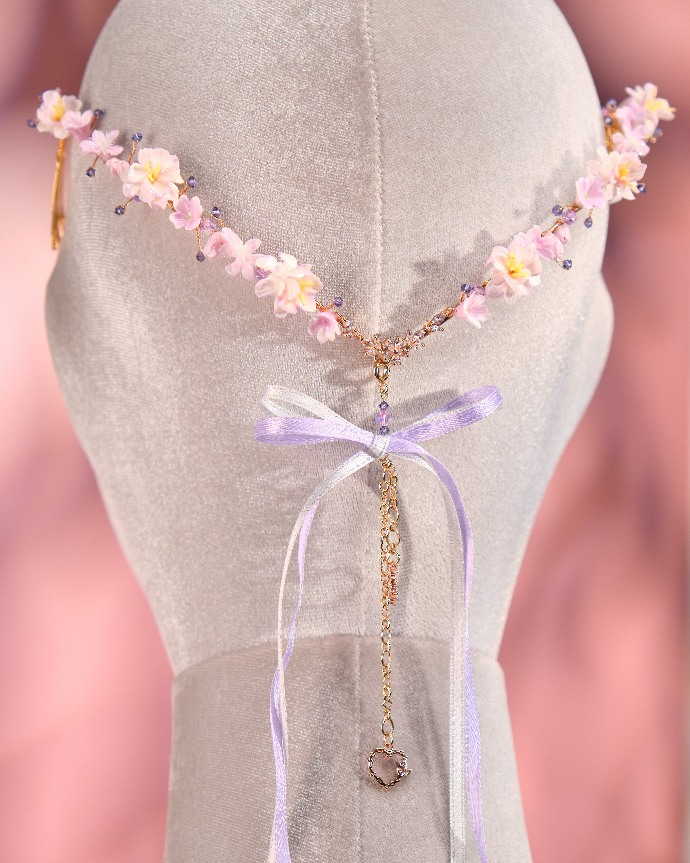 12269 夏日花橋頭箍配絲帶拖尾