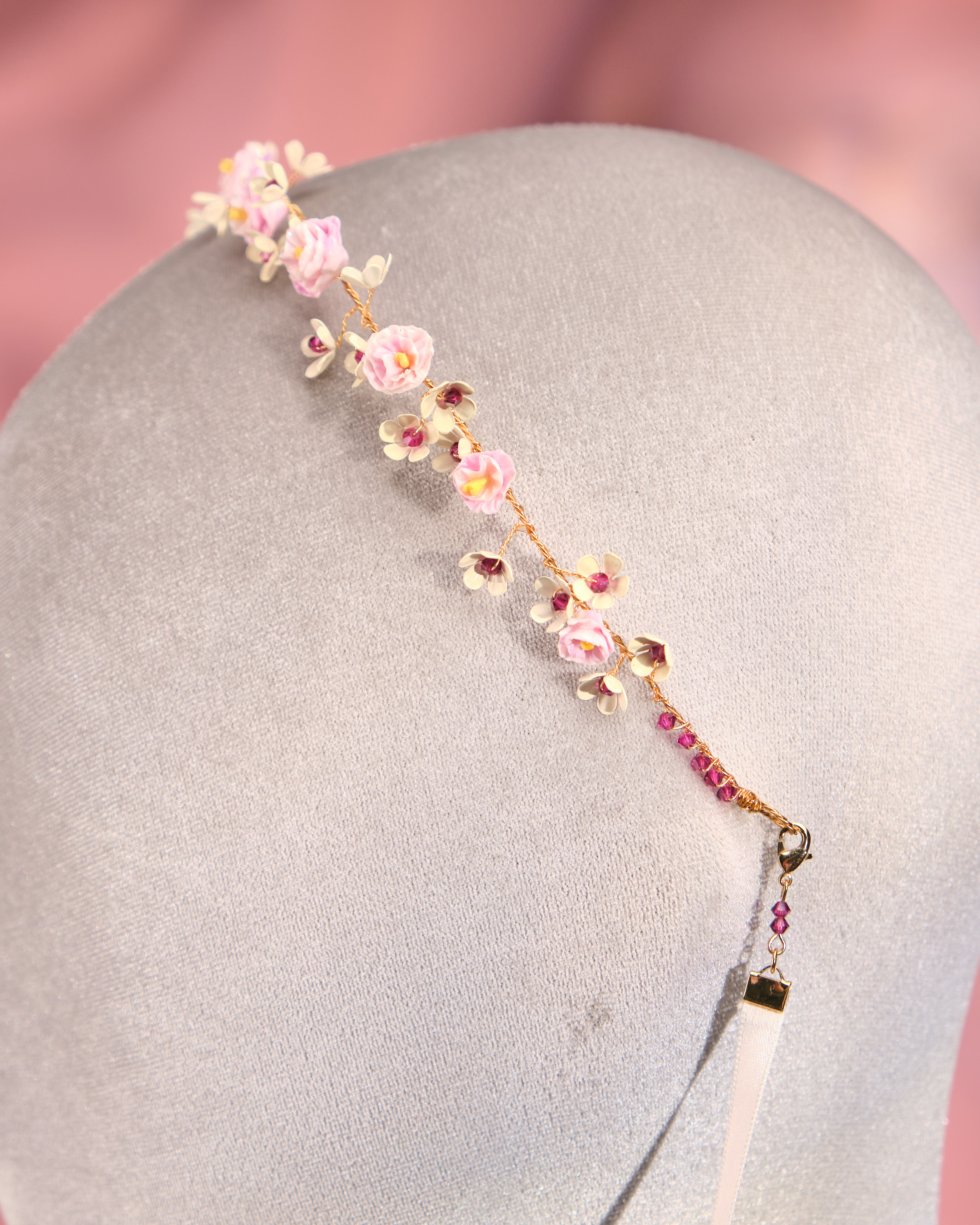 12268 夏日花橋頭箍配絲帶拖尾