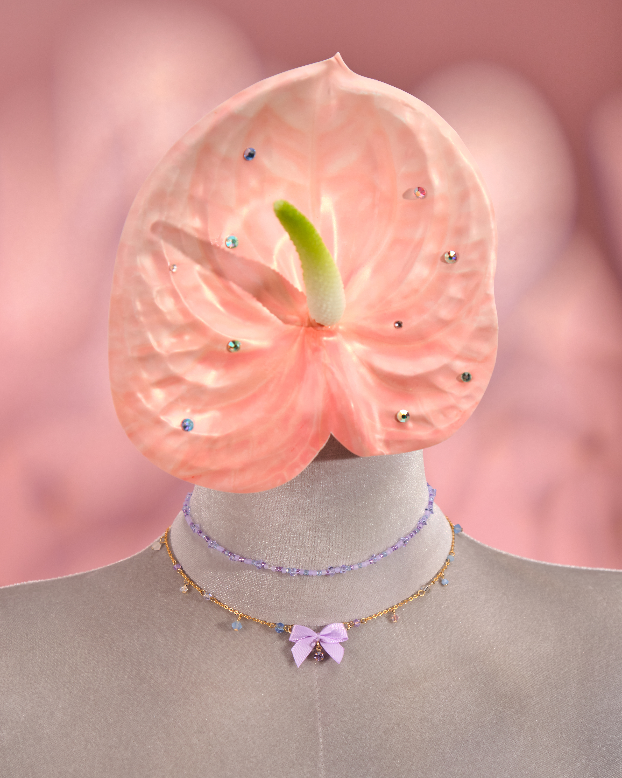 12261 蝴蝶結米珠短頸鏈組合套裝