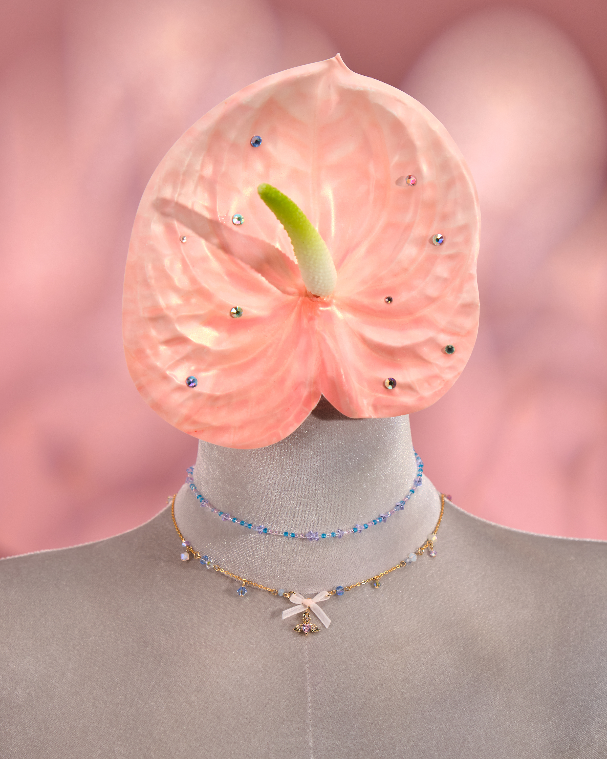 12260 蝴蝶結米珠短頸鏈組合套裝