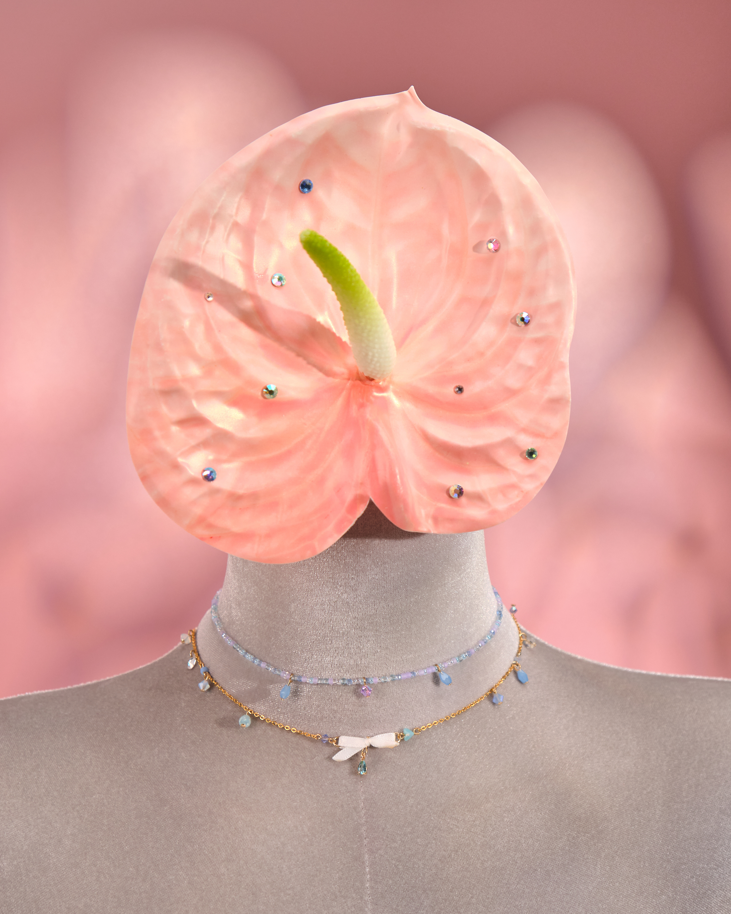 12259 蝴蝶結米珠短頸鏈組合套裝