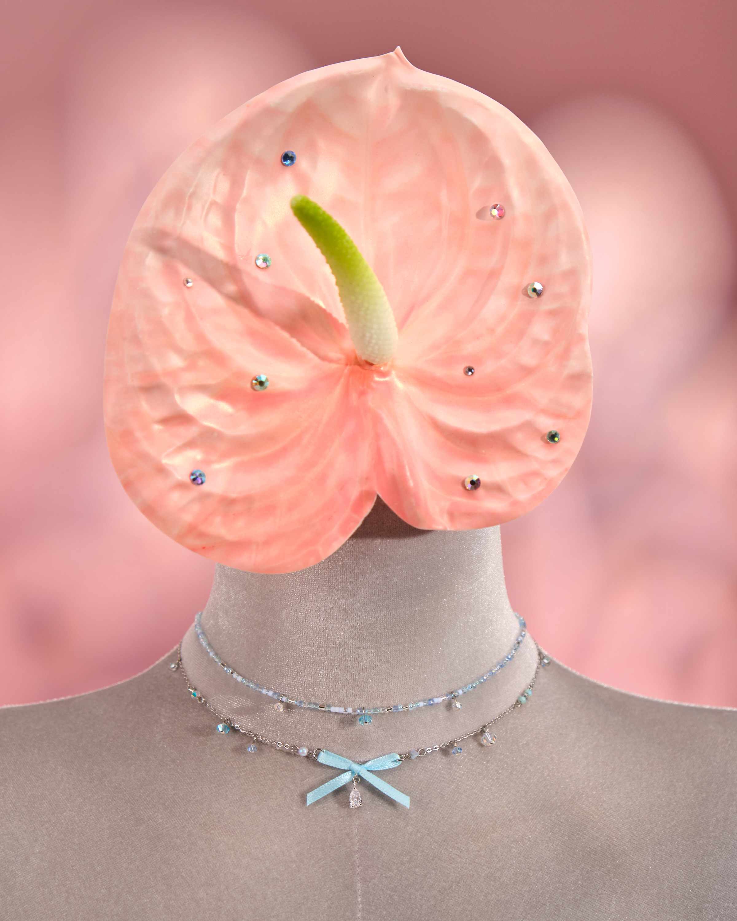 12258 蝴蝶結米珠短頸鏈組合套裝