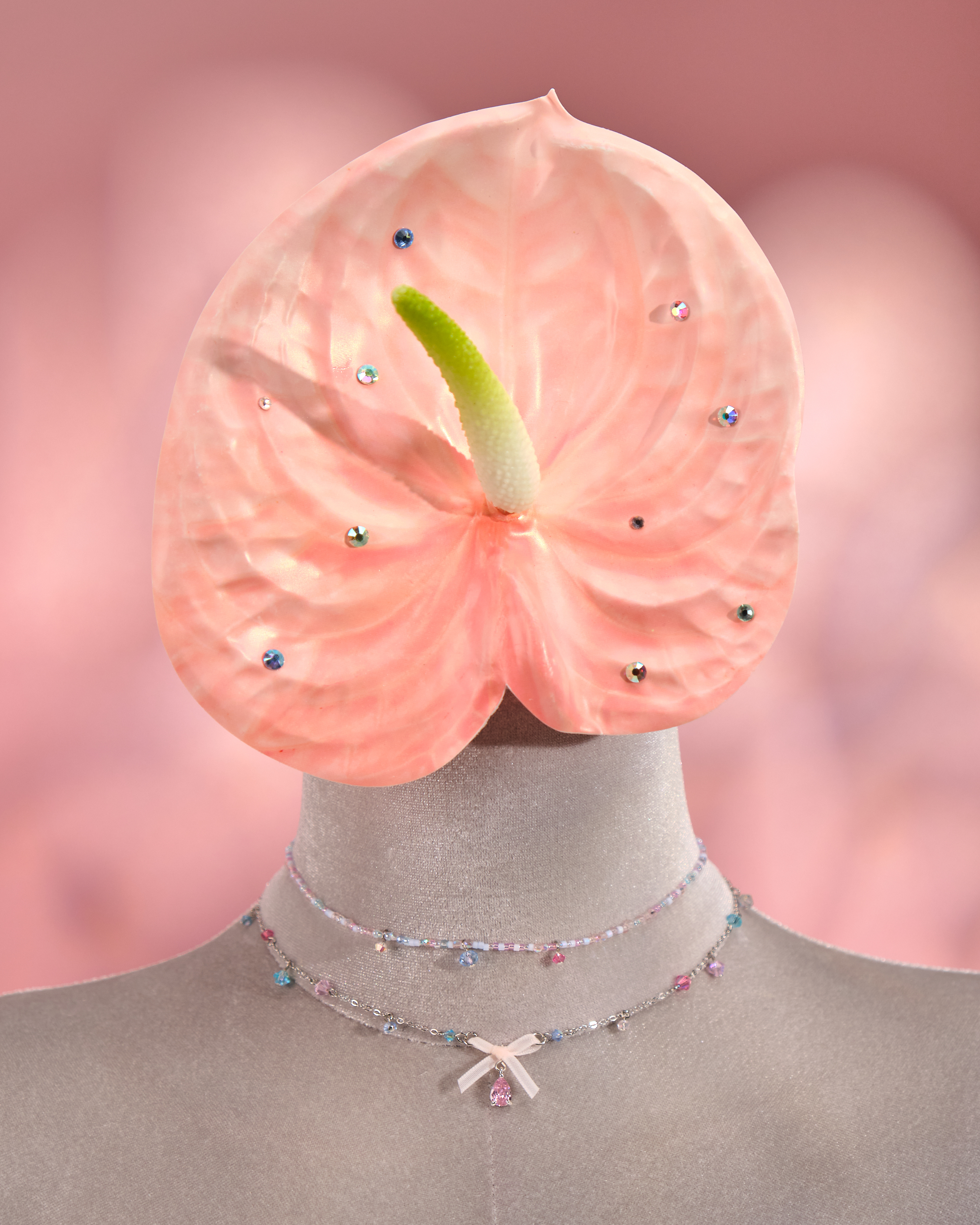 12257 Bow & Seed Bead Choker Necklace Set