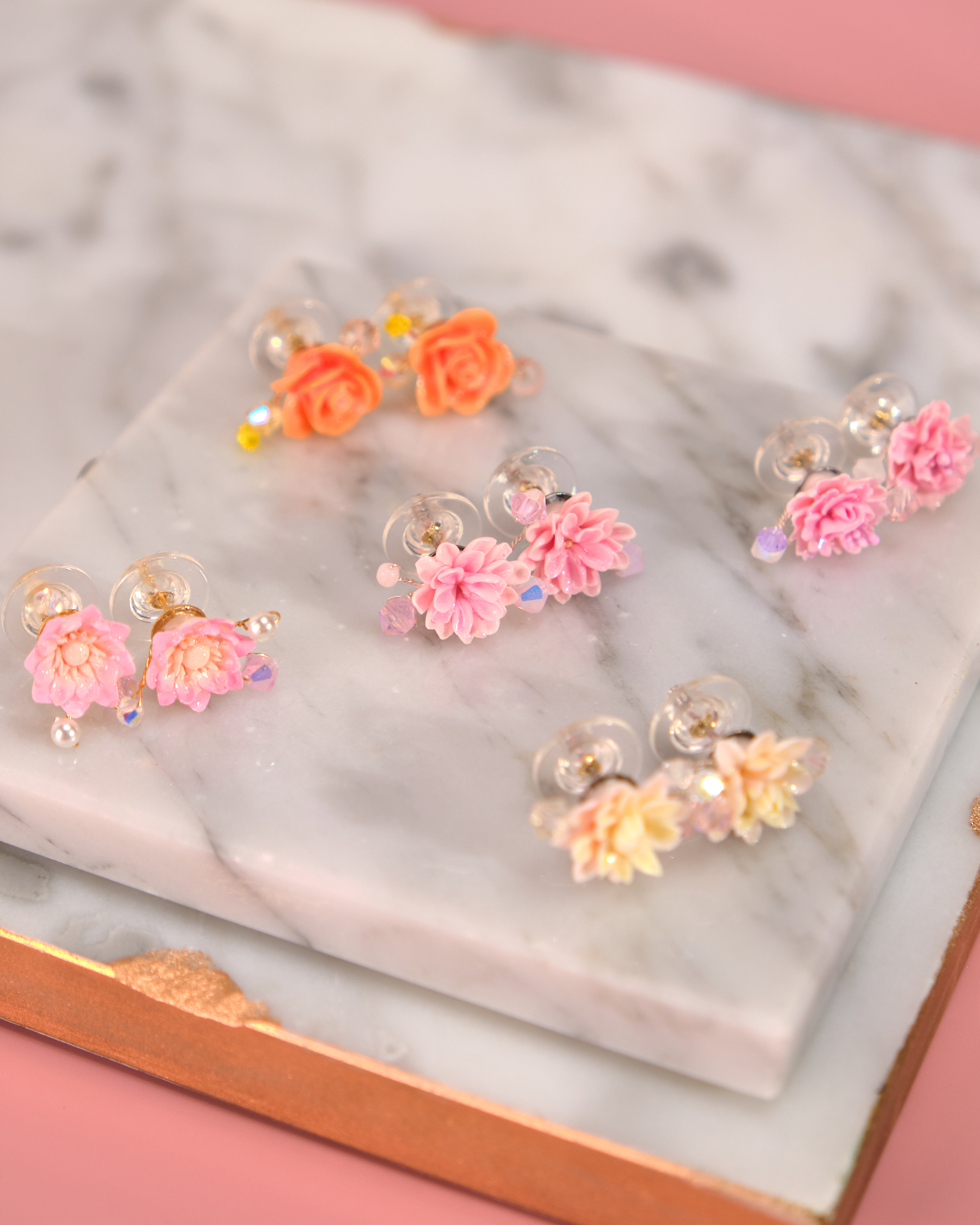 12249 Floral Crystal Earrings