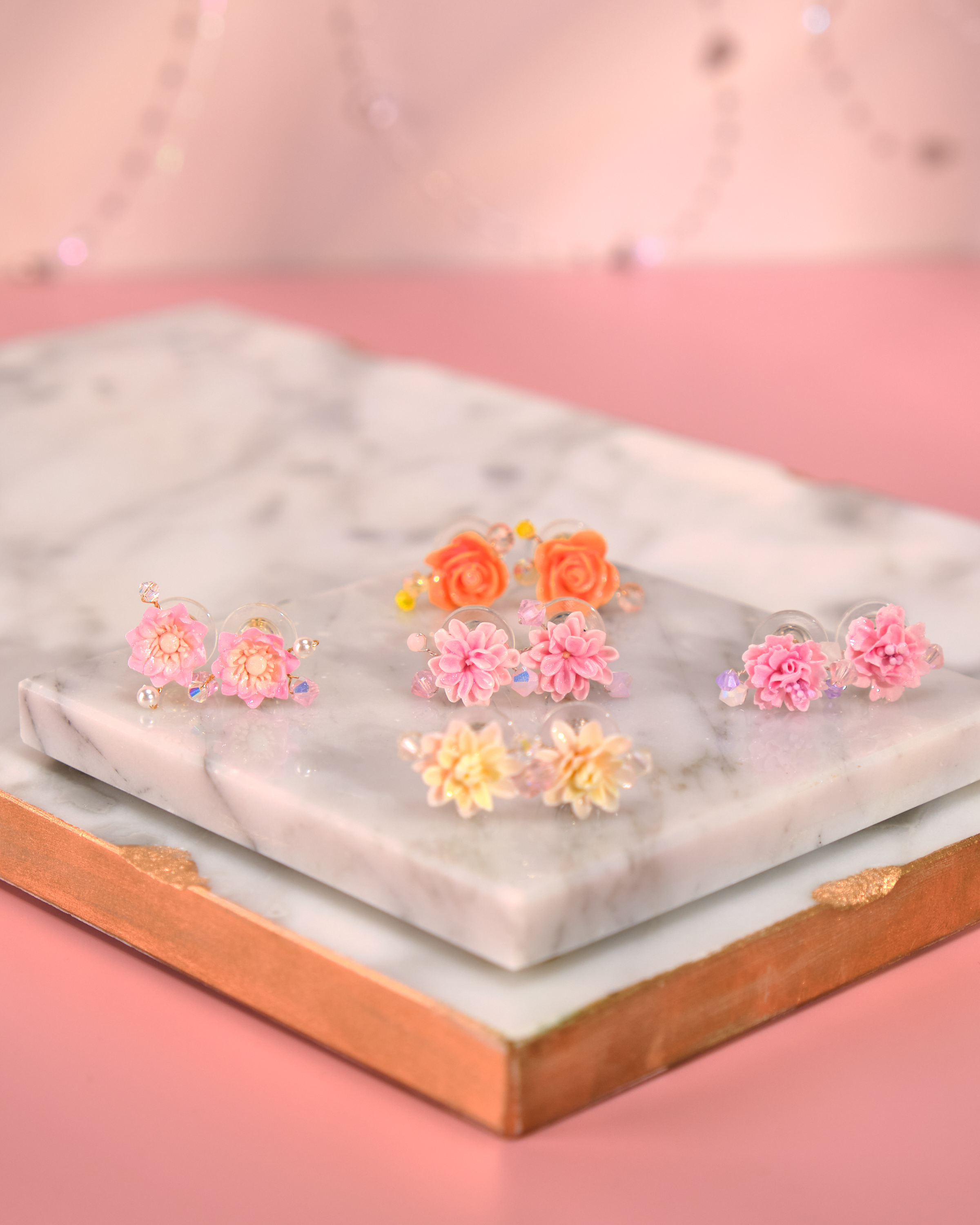 12246 小花水晶耳釘