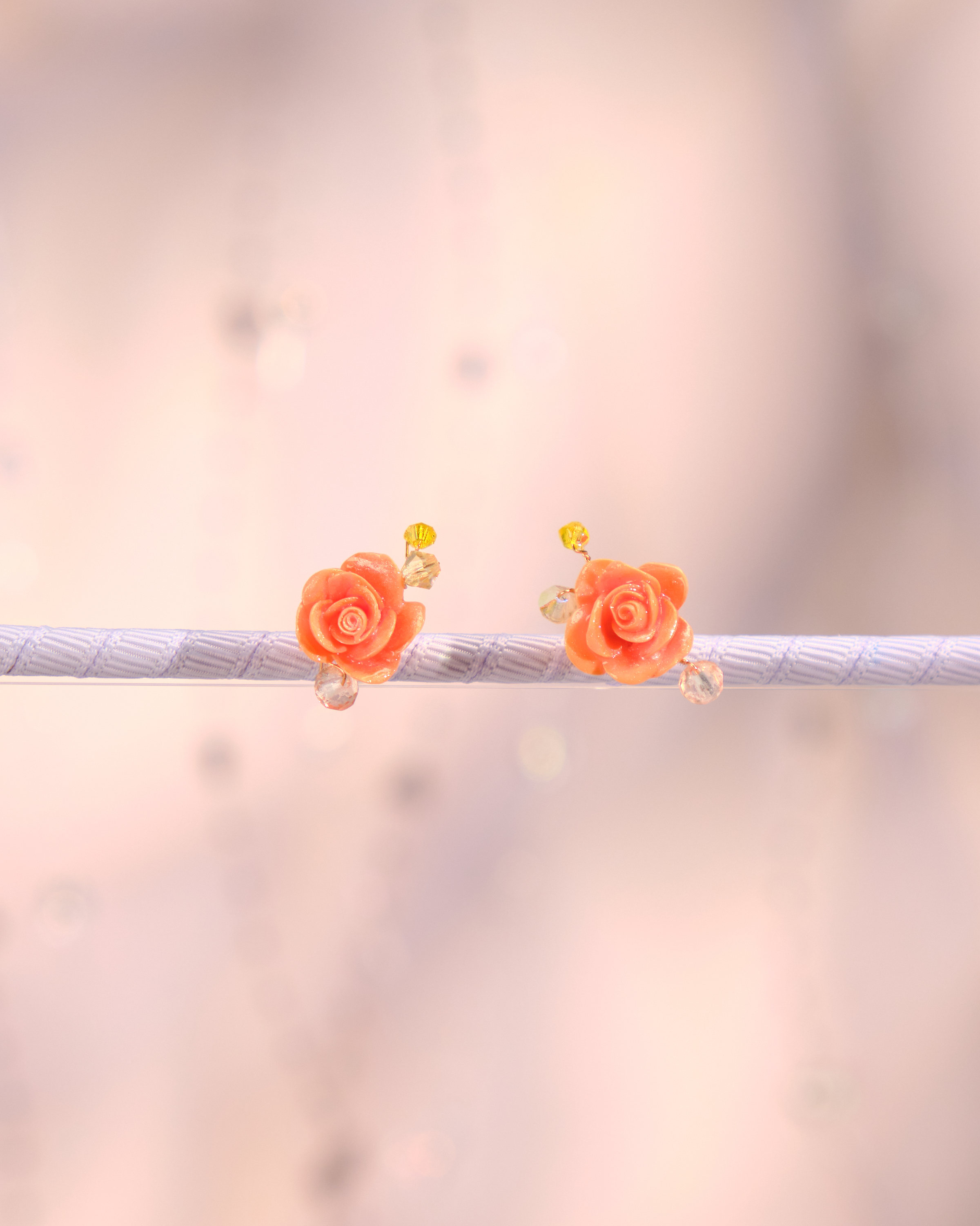 12246 小花水晶耳釘