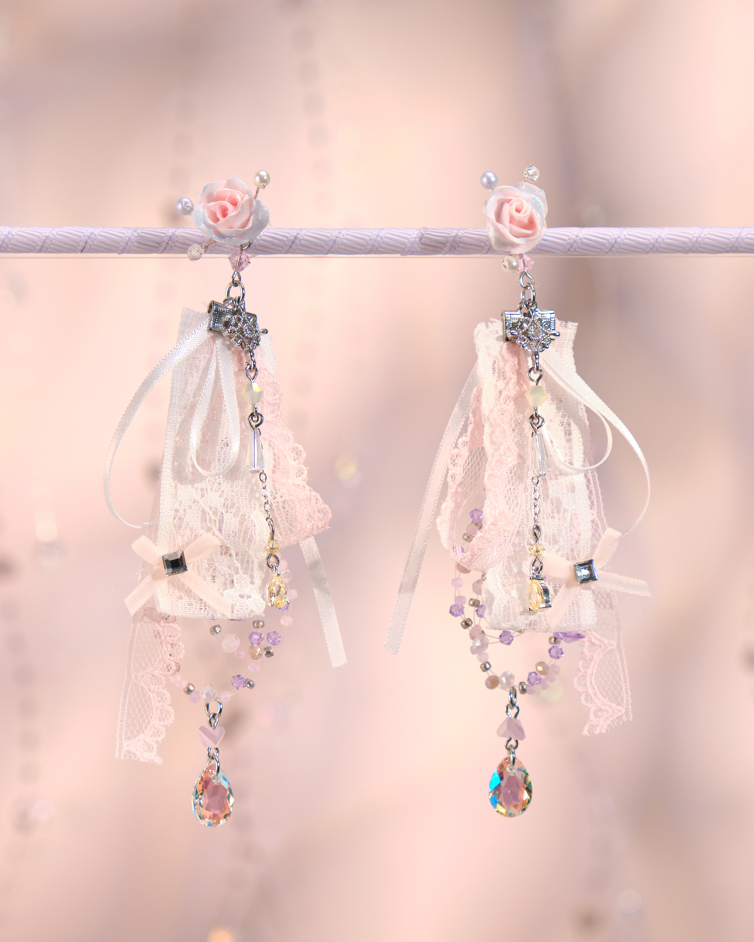 12244 兩用花束絲帶耳環