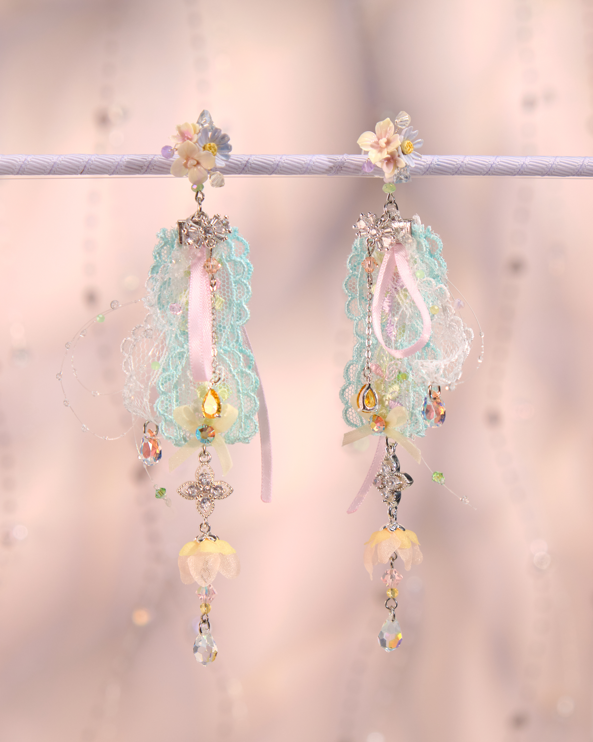 12243 兩用花束絲帶耳環